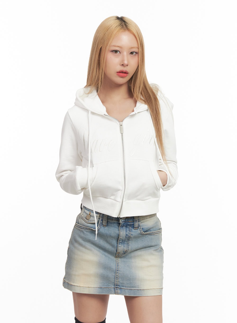 Wavegirl Zip-Up Hooded Crop Jacket CM506