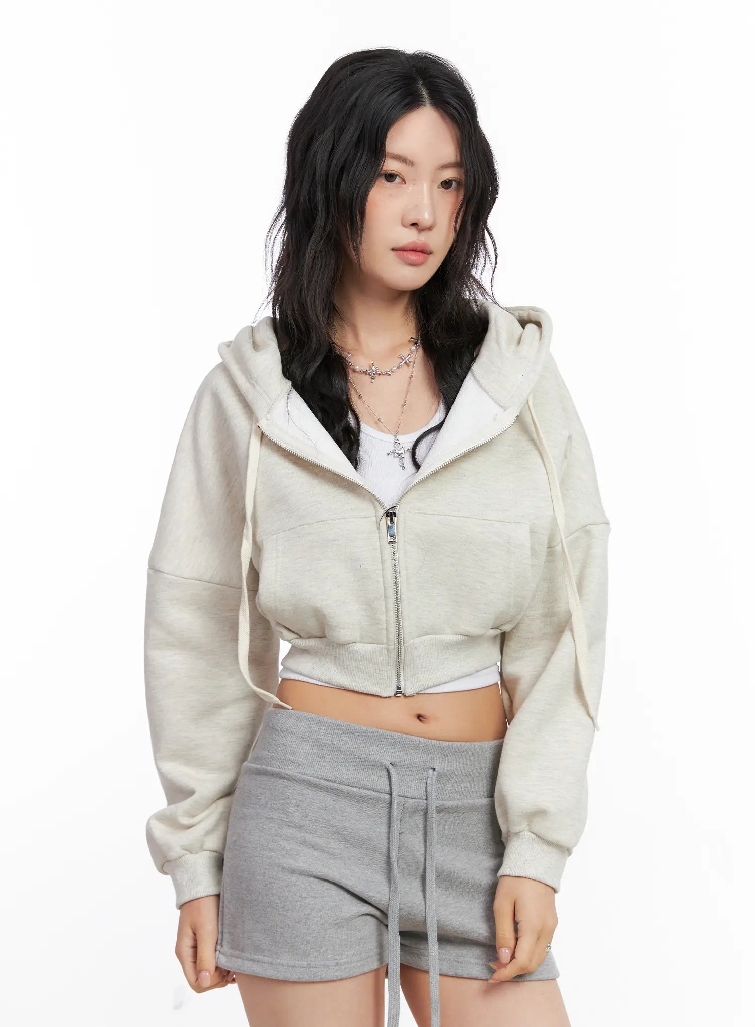 Basic Cropped Zip Hoodie CO507