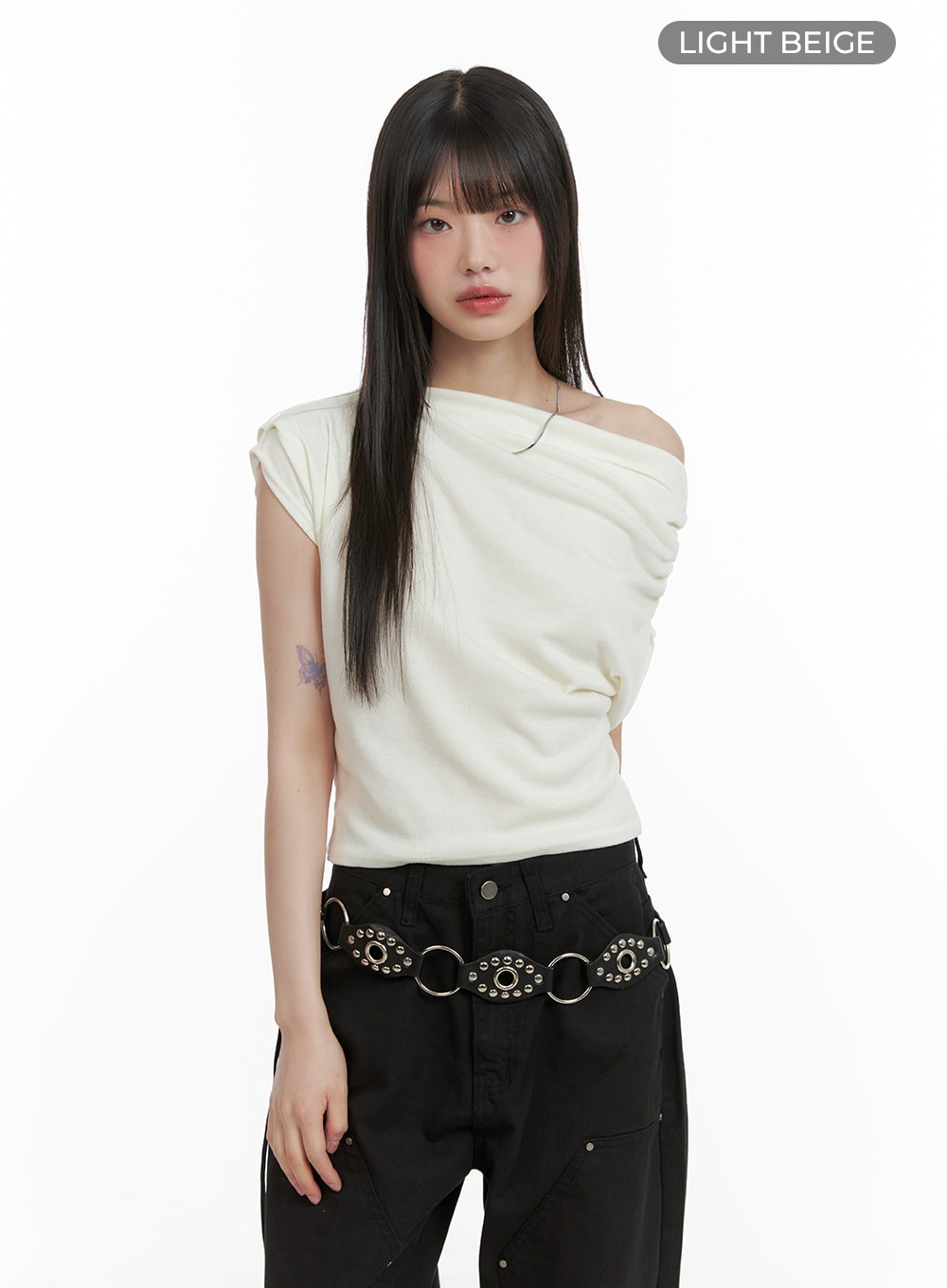 Shirred One-Shoulder Top CA419