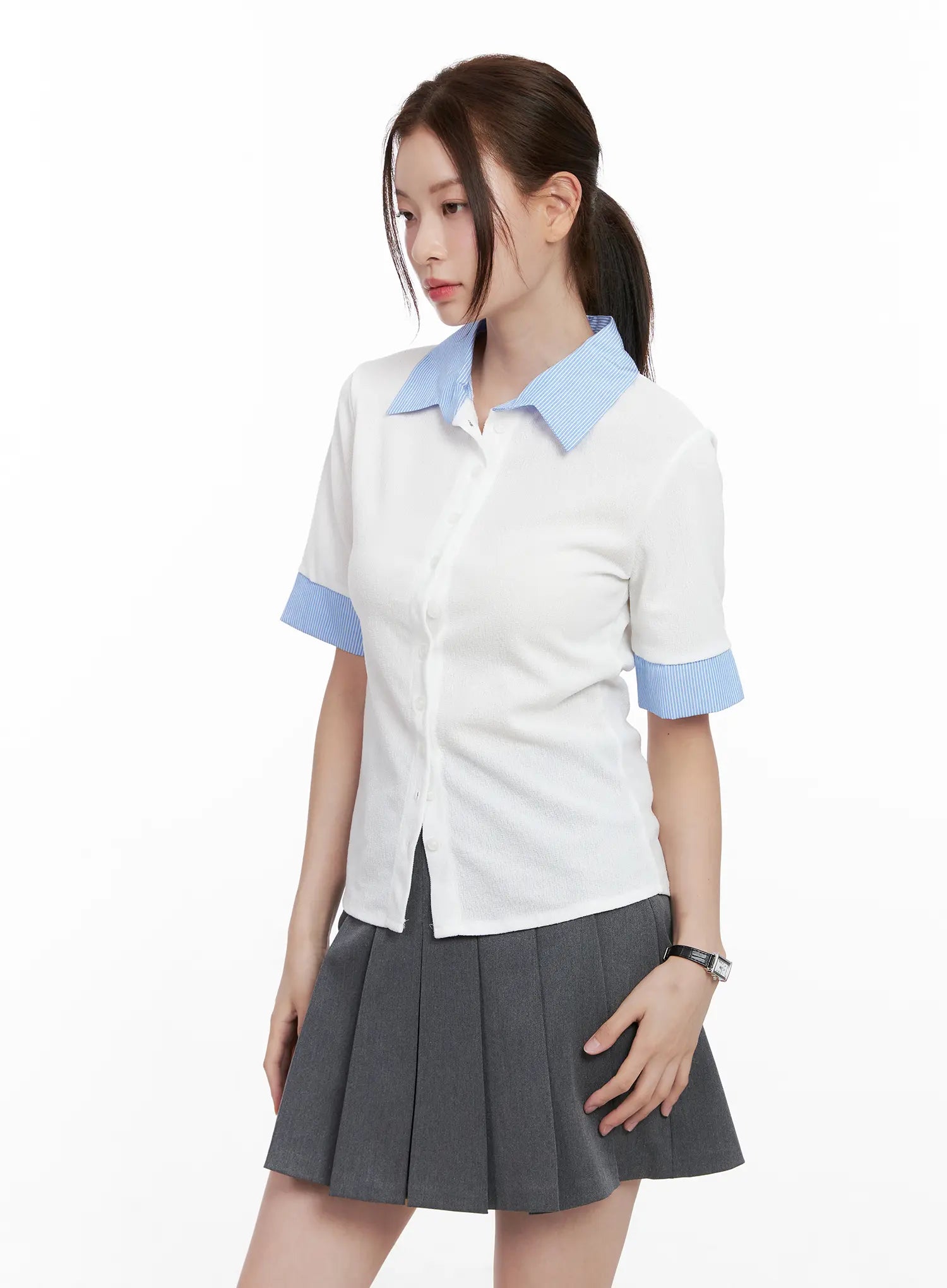 Layered Collar Short-Sleeve Shirt CL524
