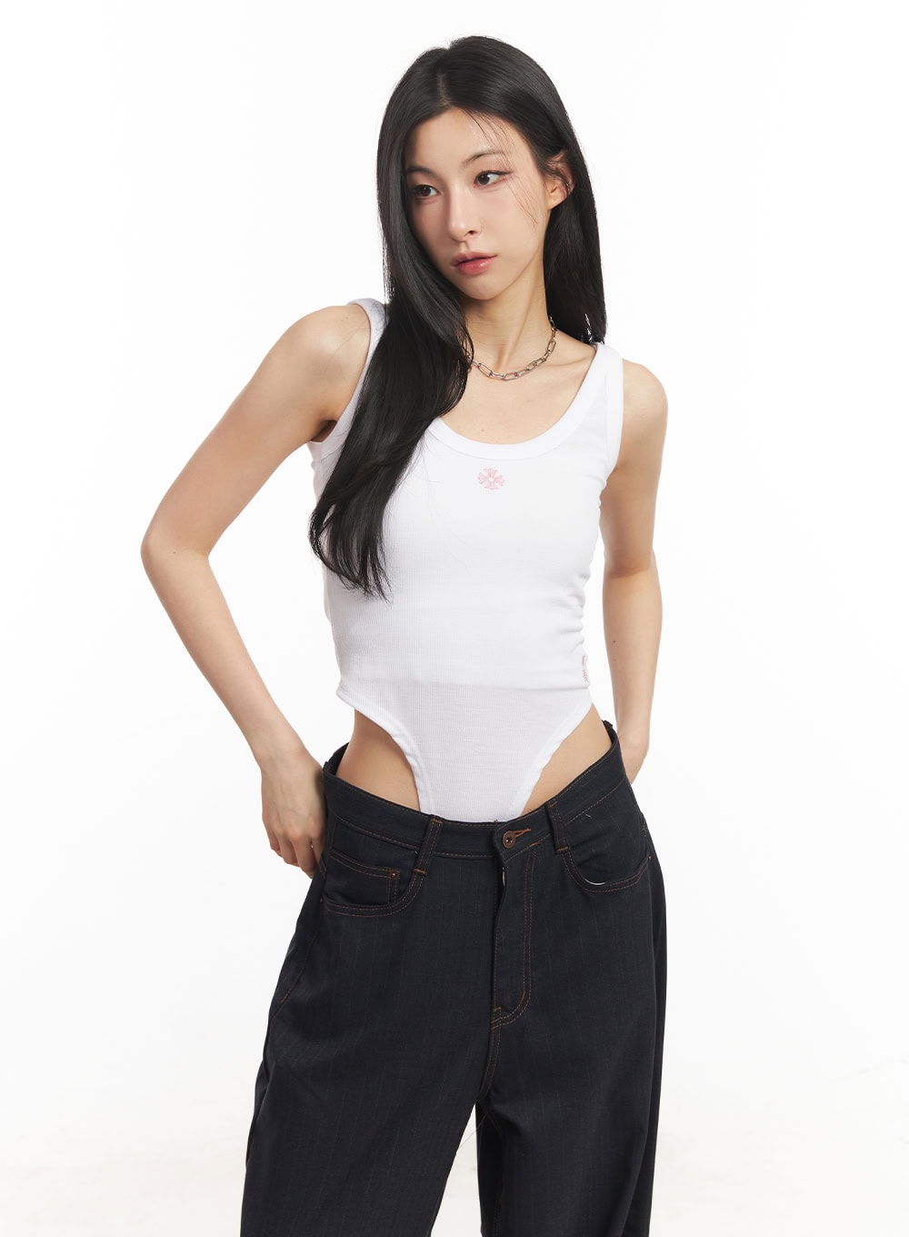 Embroidered Bodysuit Tank Top CA504