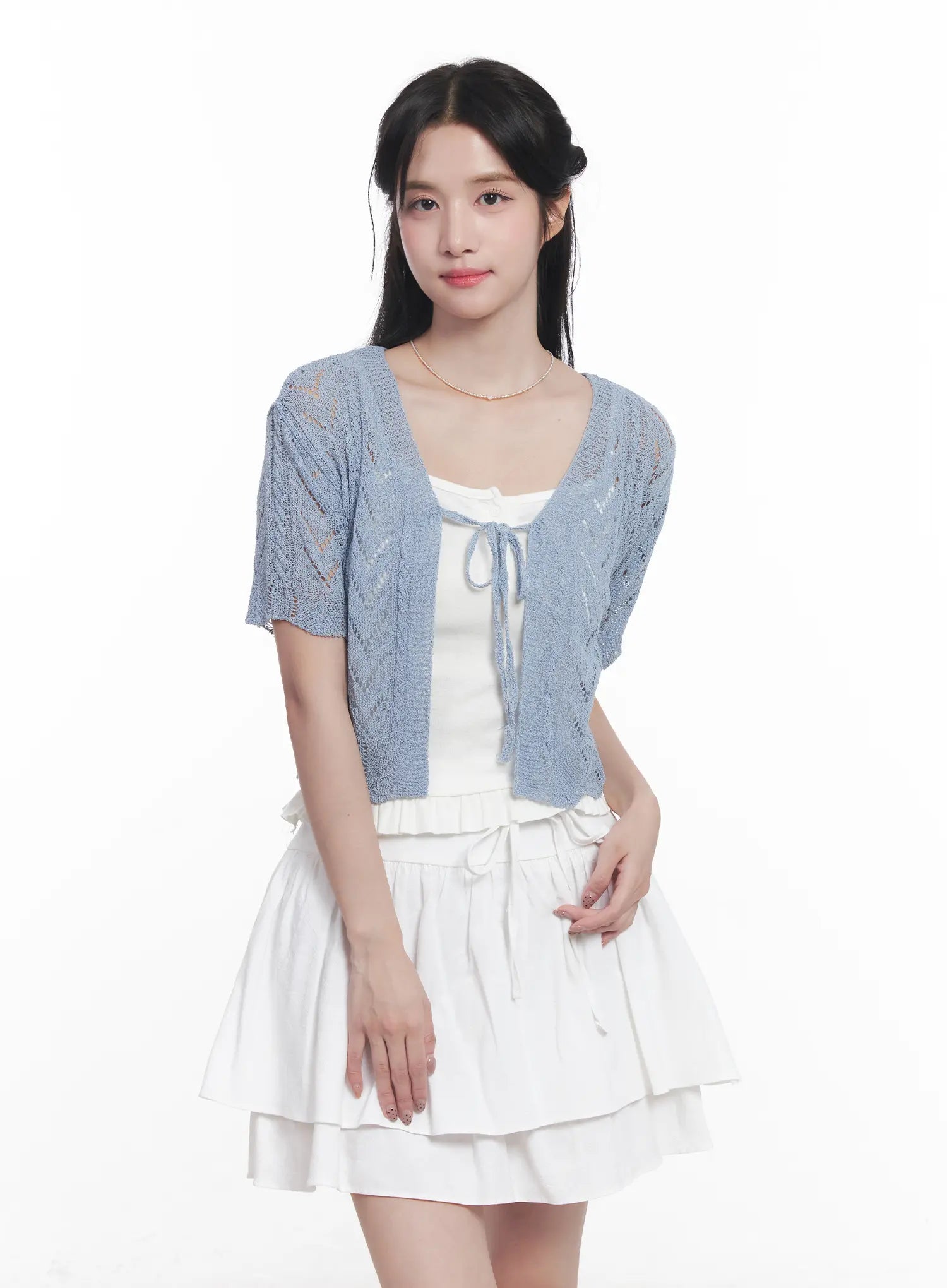 Sheer Short-Sleeve Cardigan CU523
