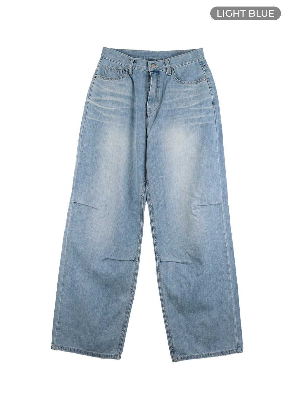 Pintuck Washed Denim Wide Leg Jeans CA419