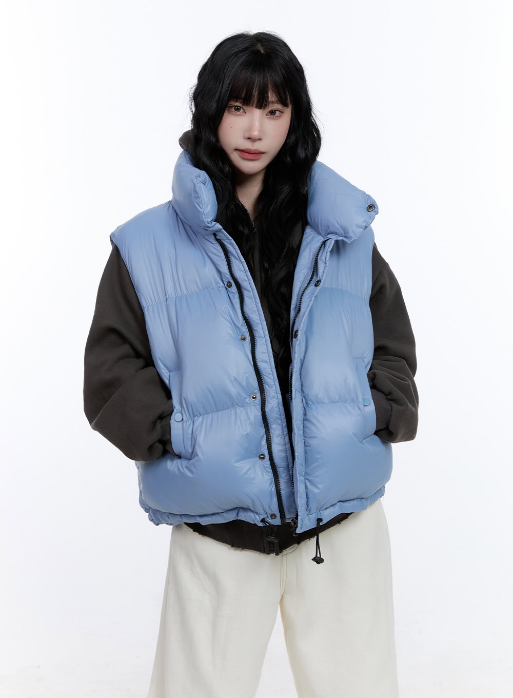 Oversized Chic Zip-Up Puffer Vest CD419