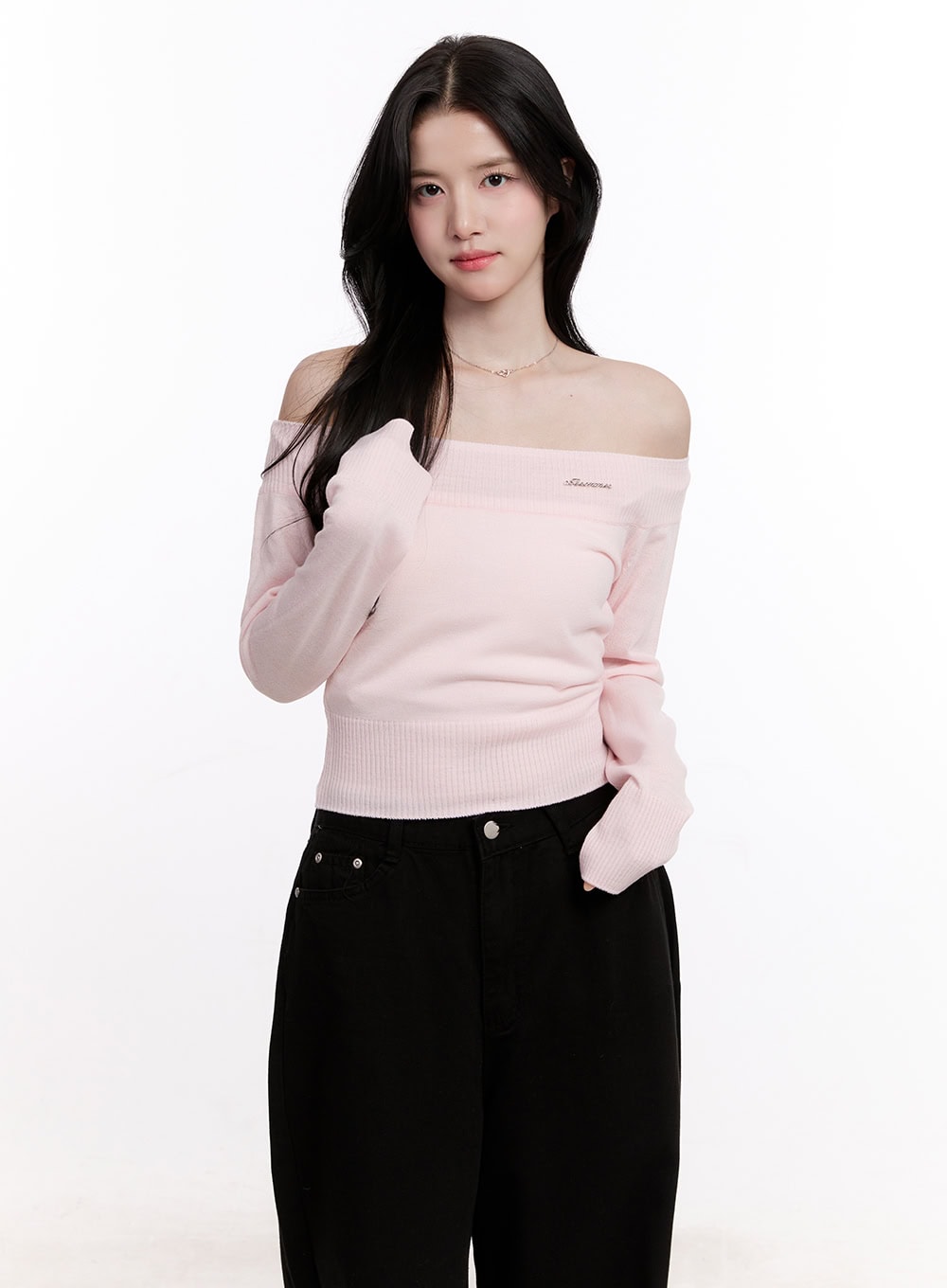 Elegant Off-Shoulder Crop Sweater CM527