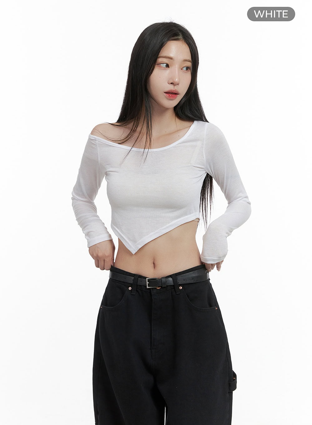 Unbalanced One-Shoulder Crop Top CS430