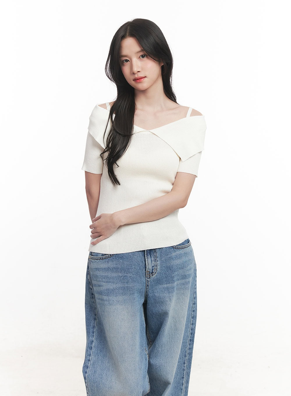 Cross Strap Off-Shoulder Top CA511