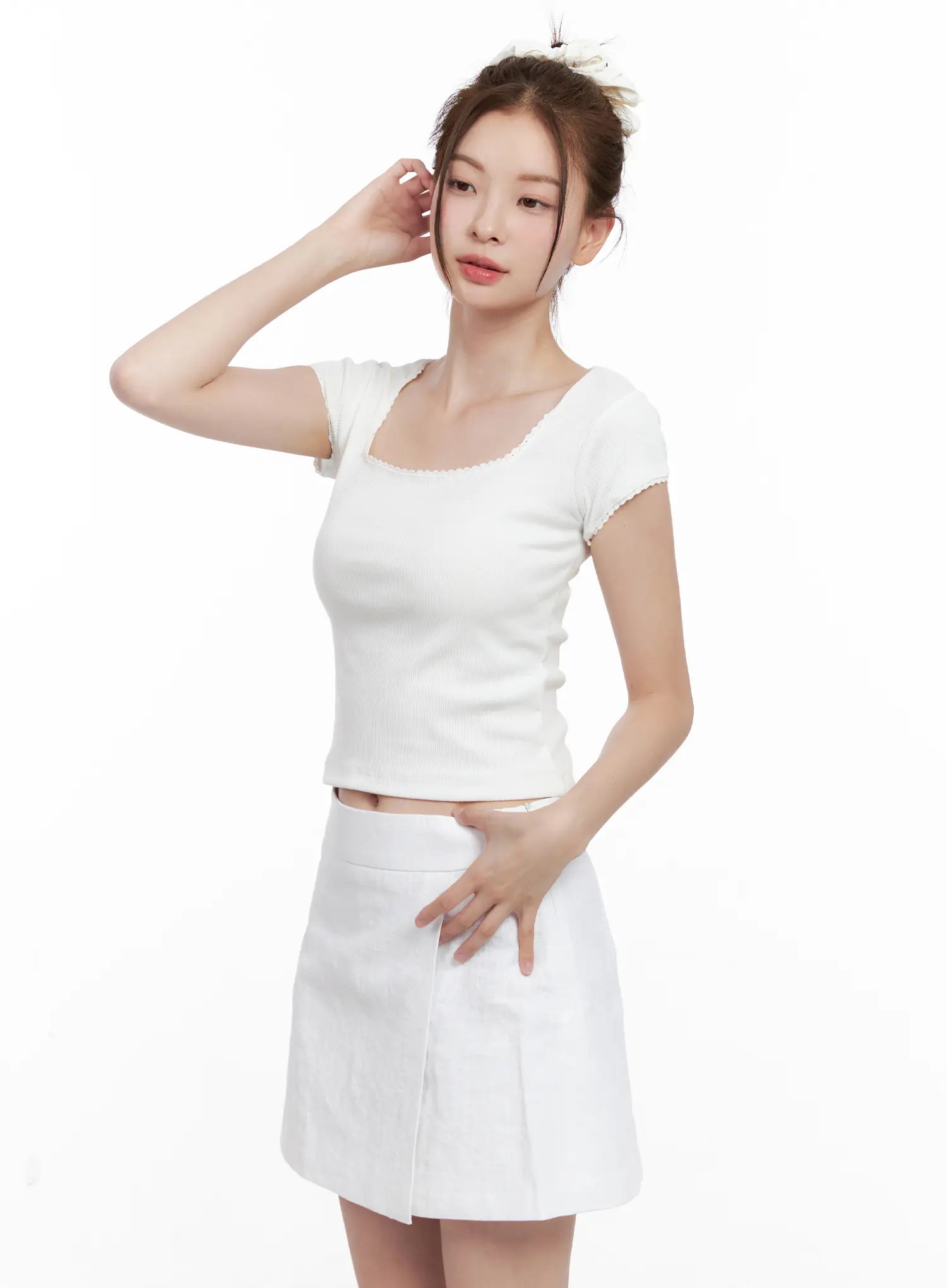 Ribbed Lace Baby Tee CL524