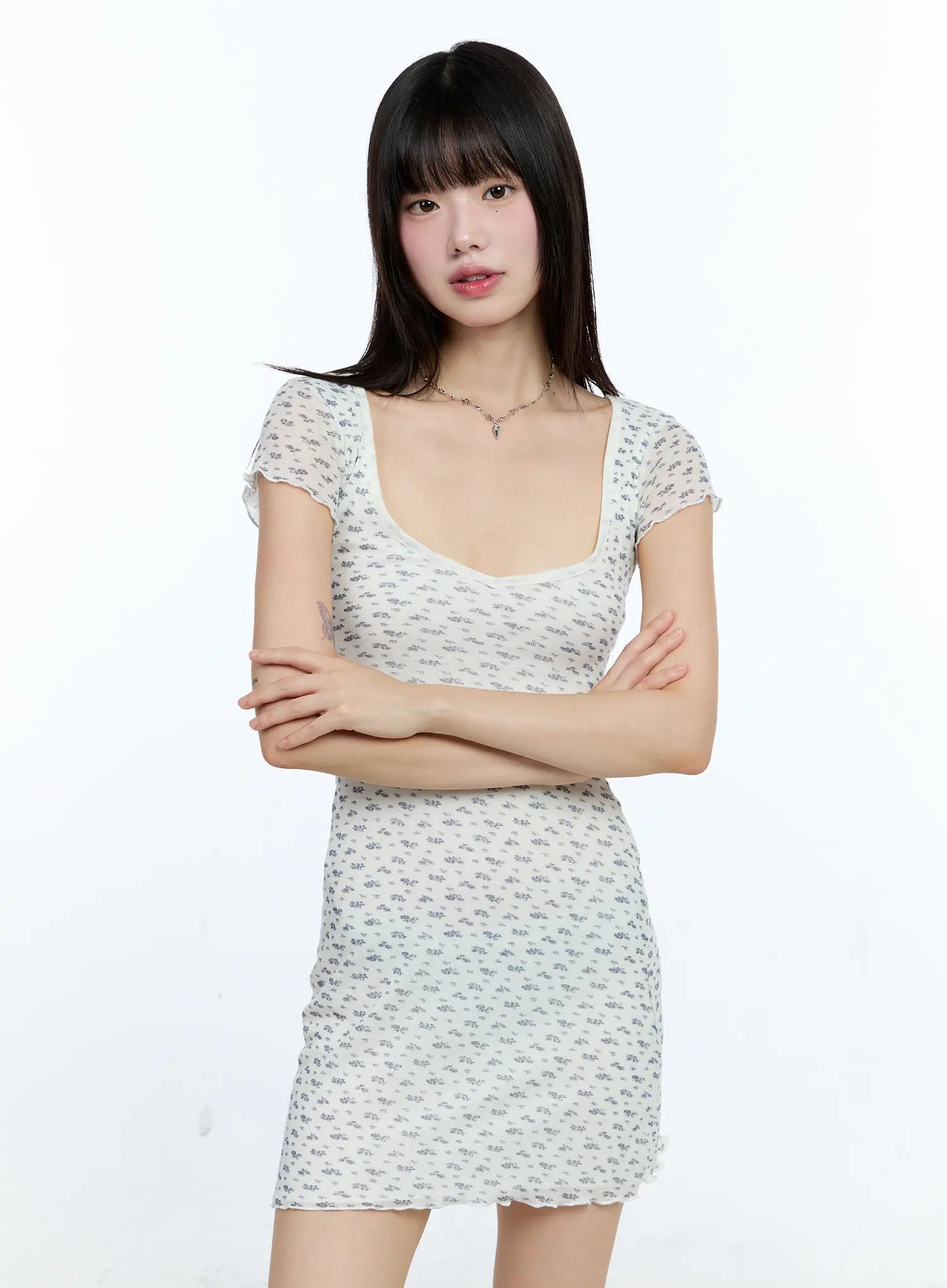 Scoop-Neck Floral Dress CL531