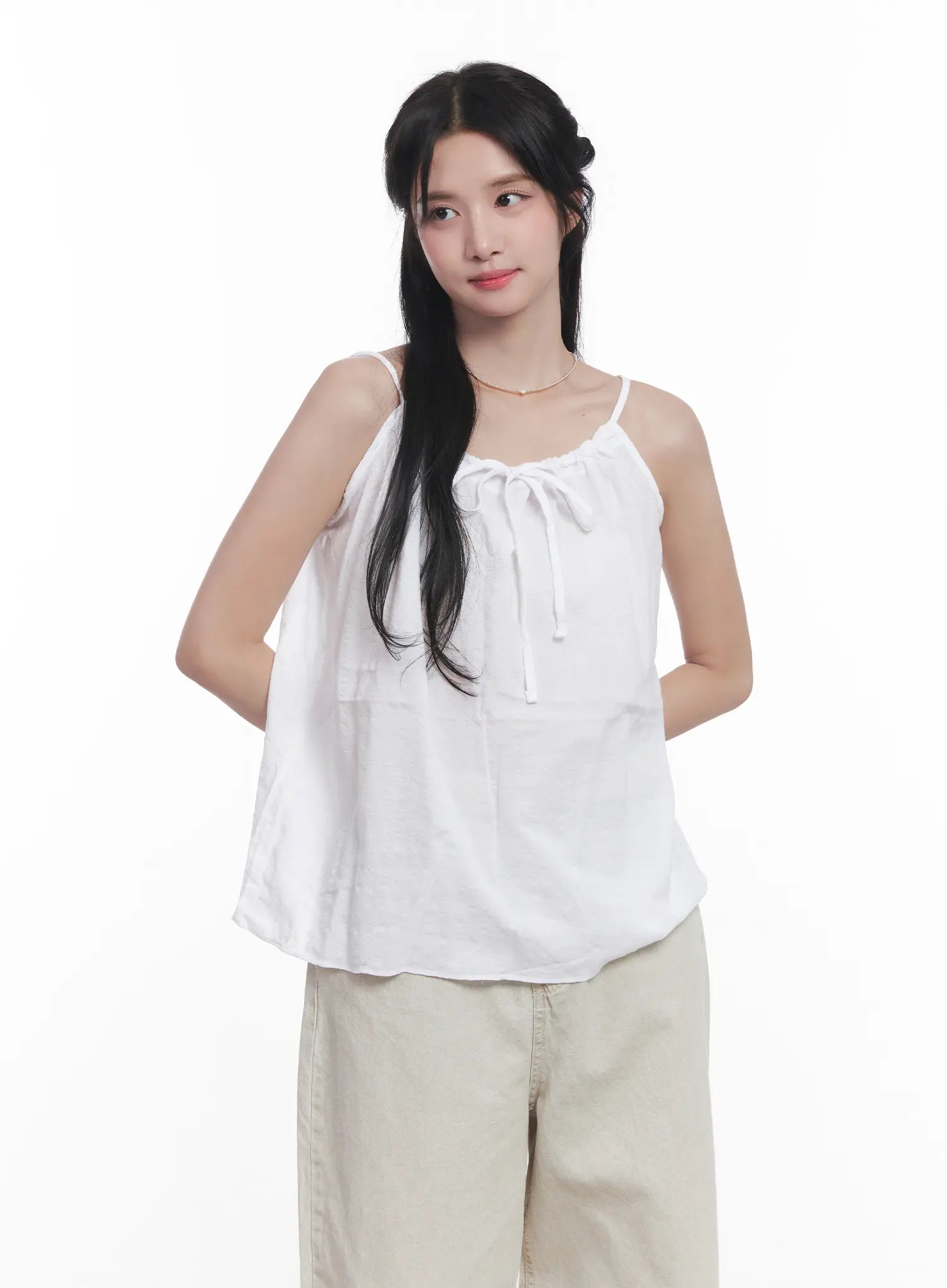 String Detail Flared Cami CU523