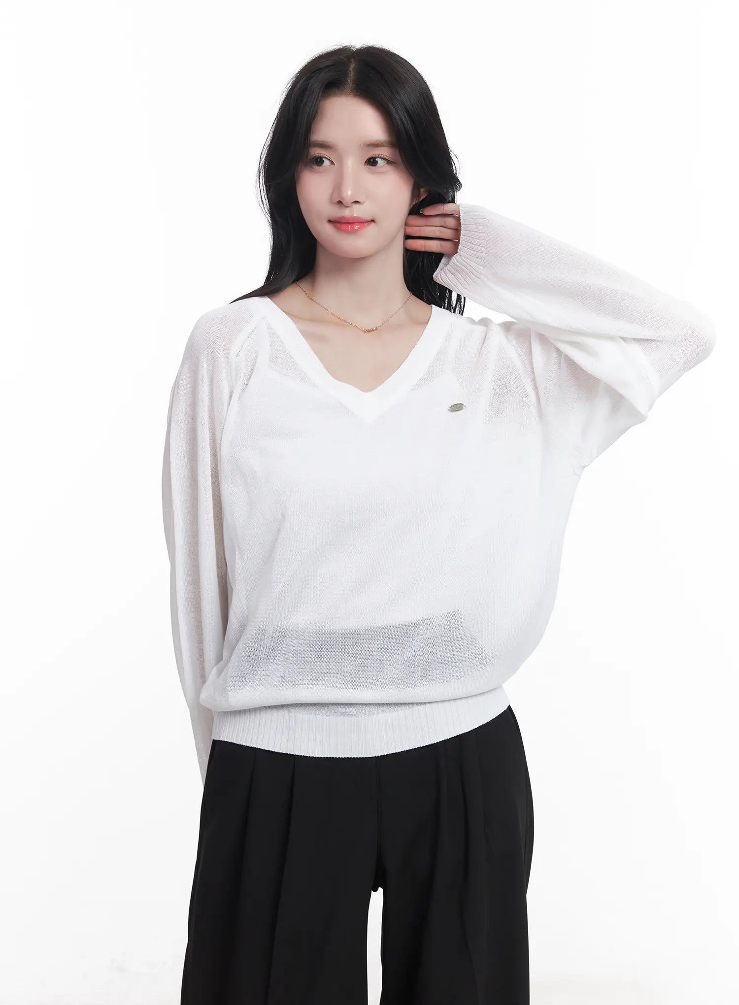 Sheer V-Neck Sweater CU523