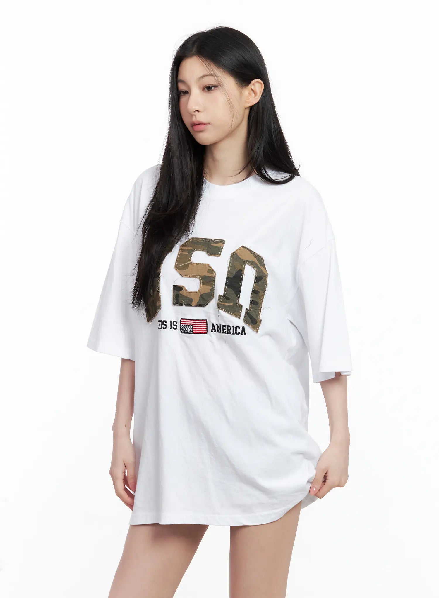 Distressed Camo Oversized Tee CU530