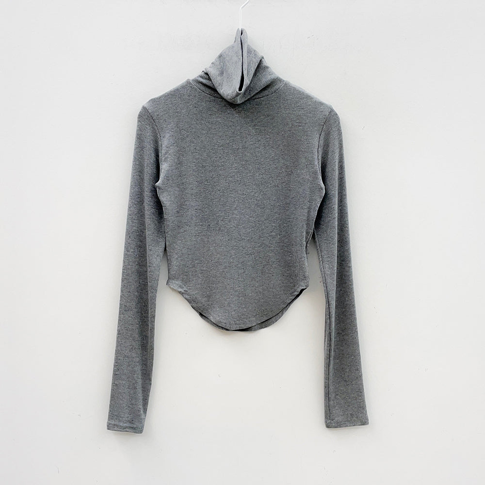 Unbalanced Hem Turtleneck Top