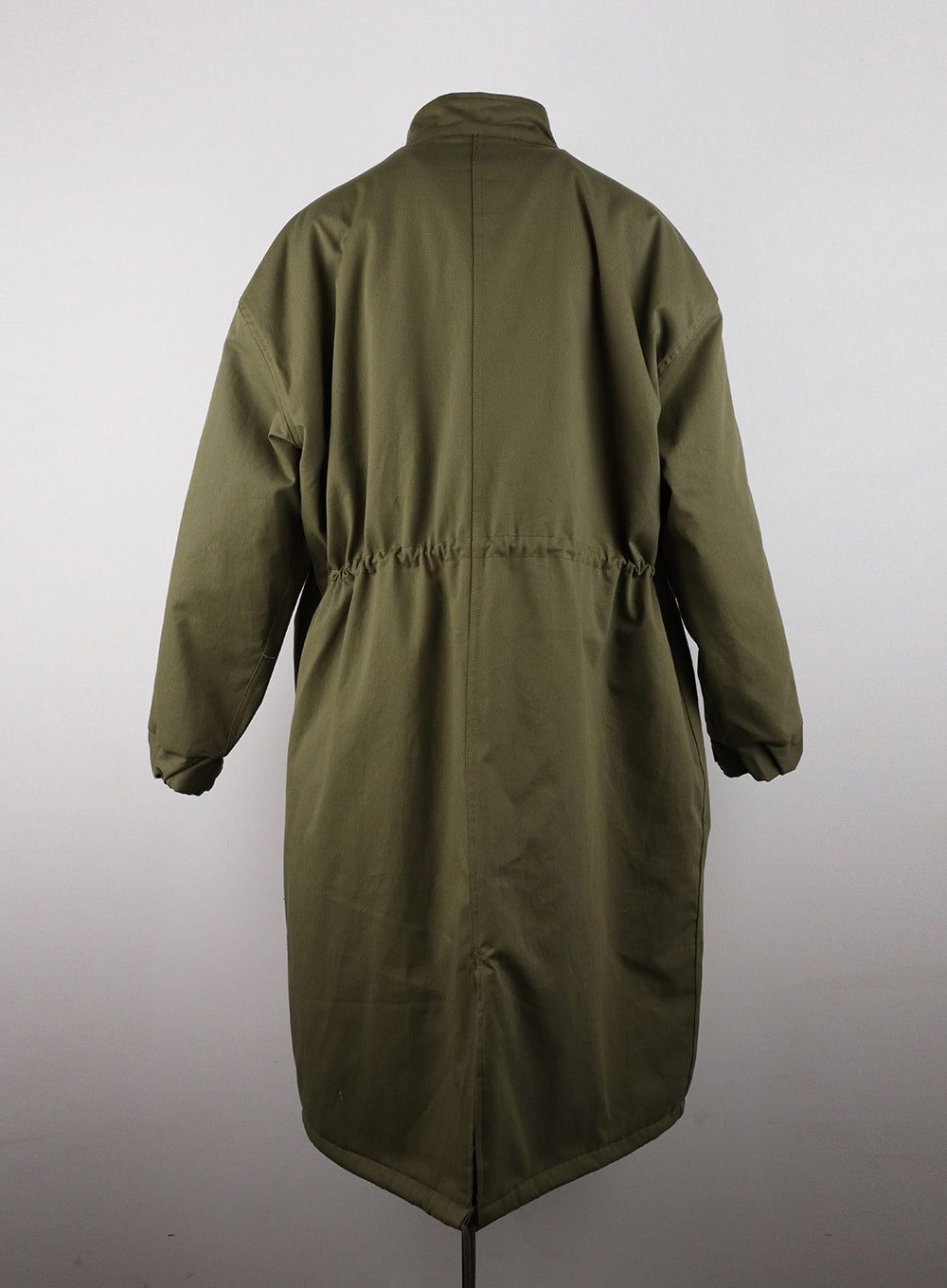 Collar Solid Zipper Drawstring Long Jacket CD328