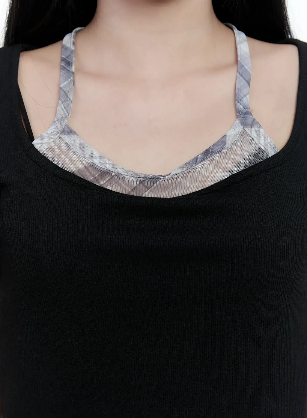 Layered Plaid Halter Top CG501