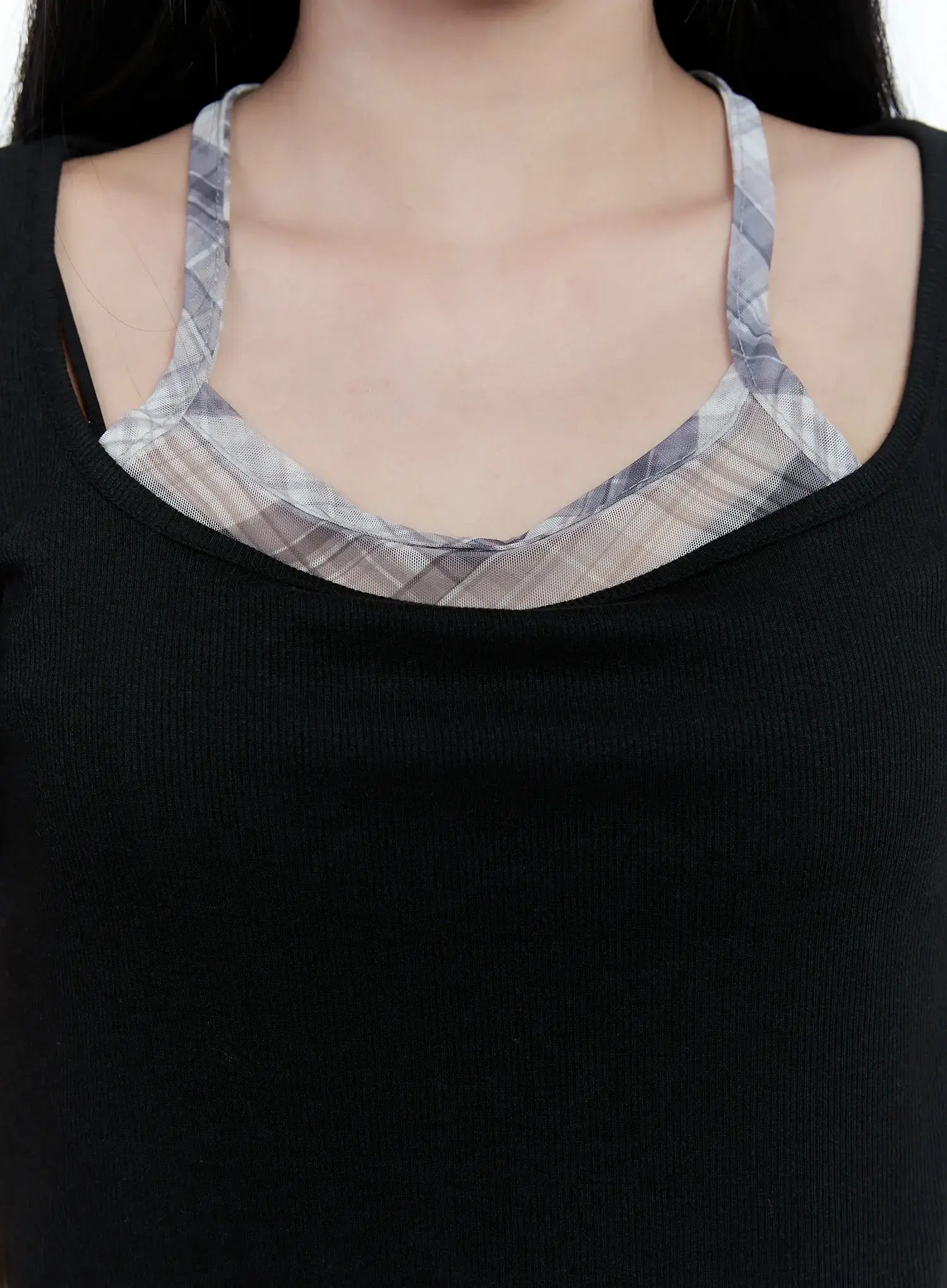 Layered Plaid Halter Top CG501