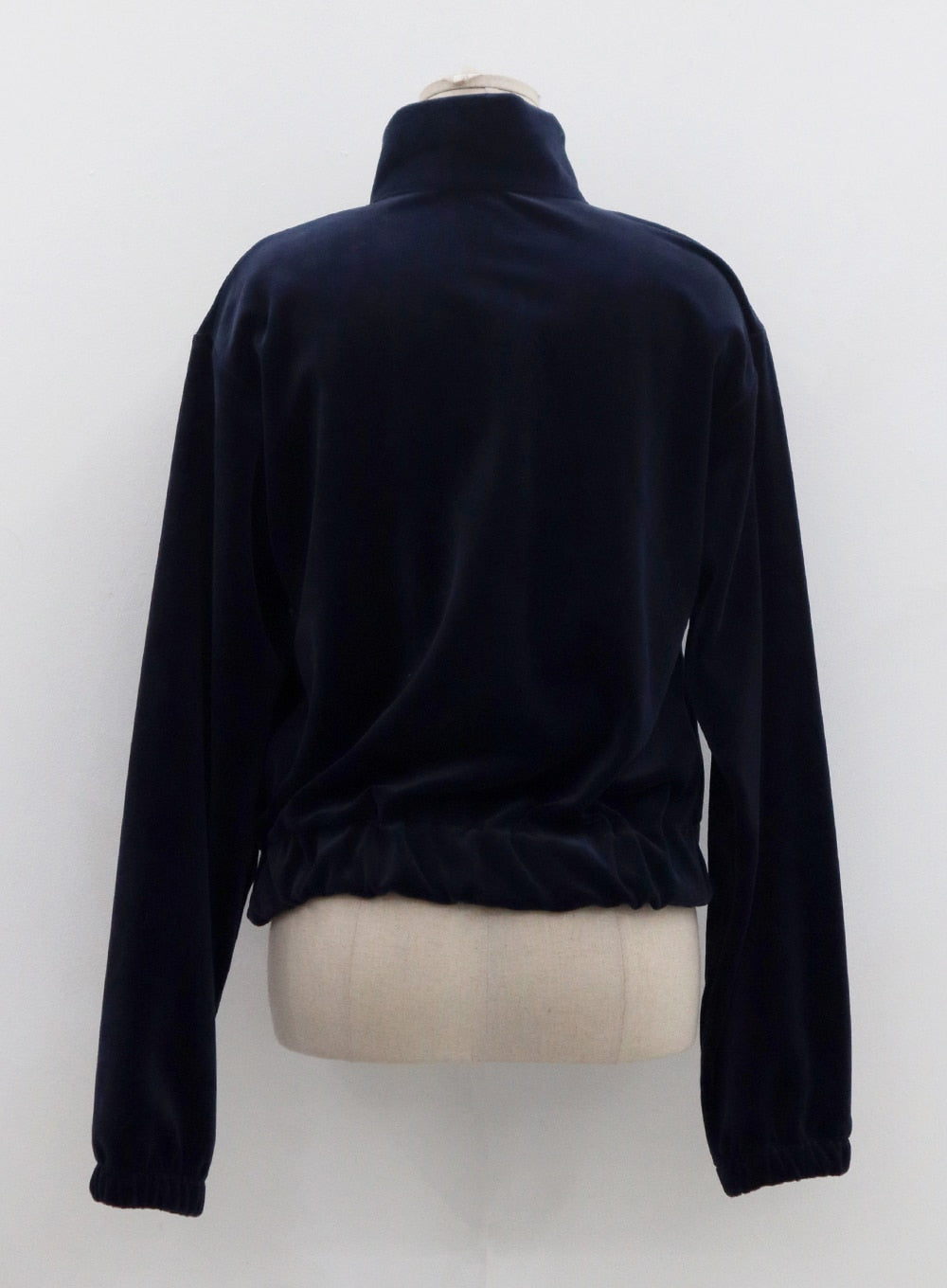 Lettering Embroidery Velvet Two Way Zipper Sweatshirt CN10