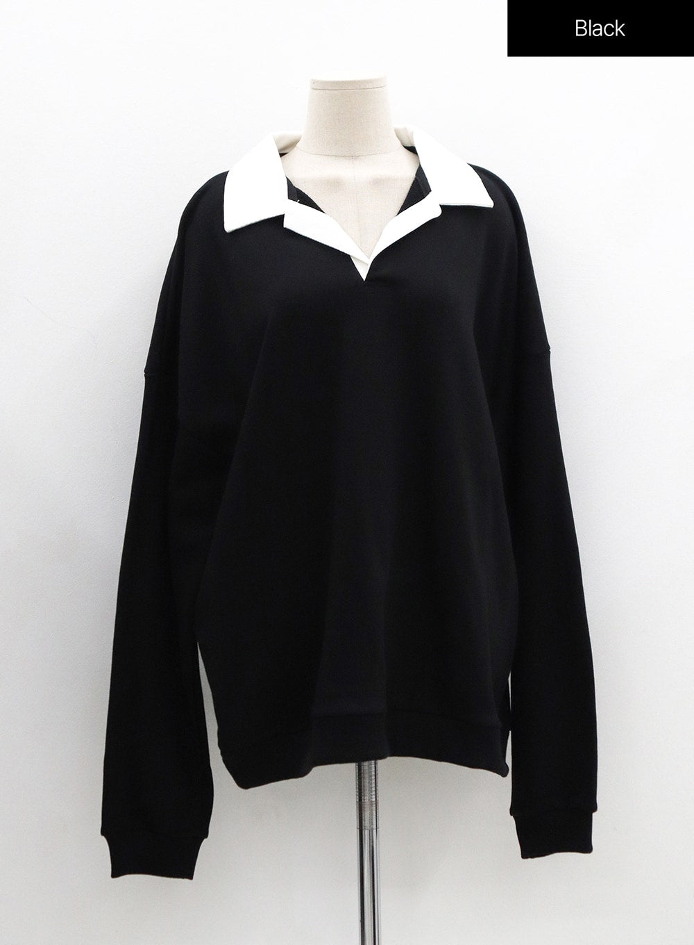 V-Neck Shirt Collar Oversize Sweatshirt OO13