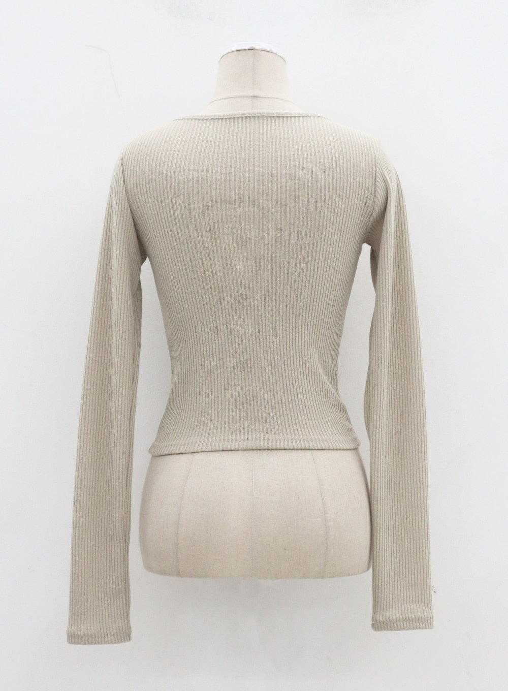 V-Neck Ribbed Knit Cropped Zip-Up CJ326
