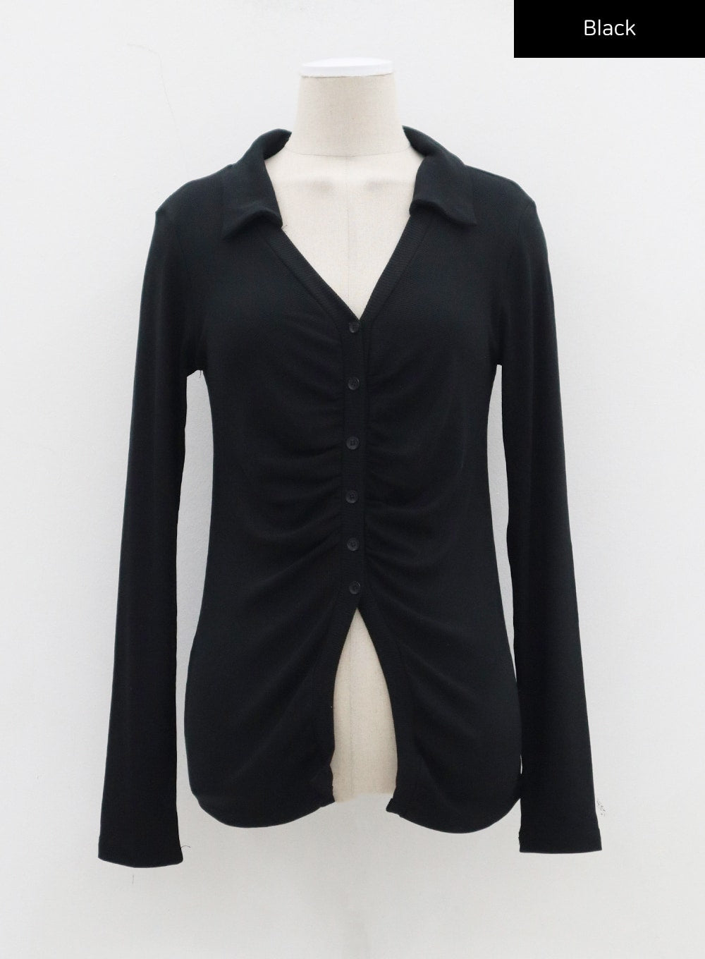 Ruffle Bust Button V-Neck Top CJ325