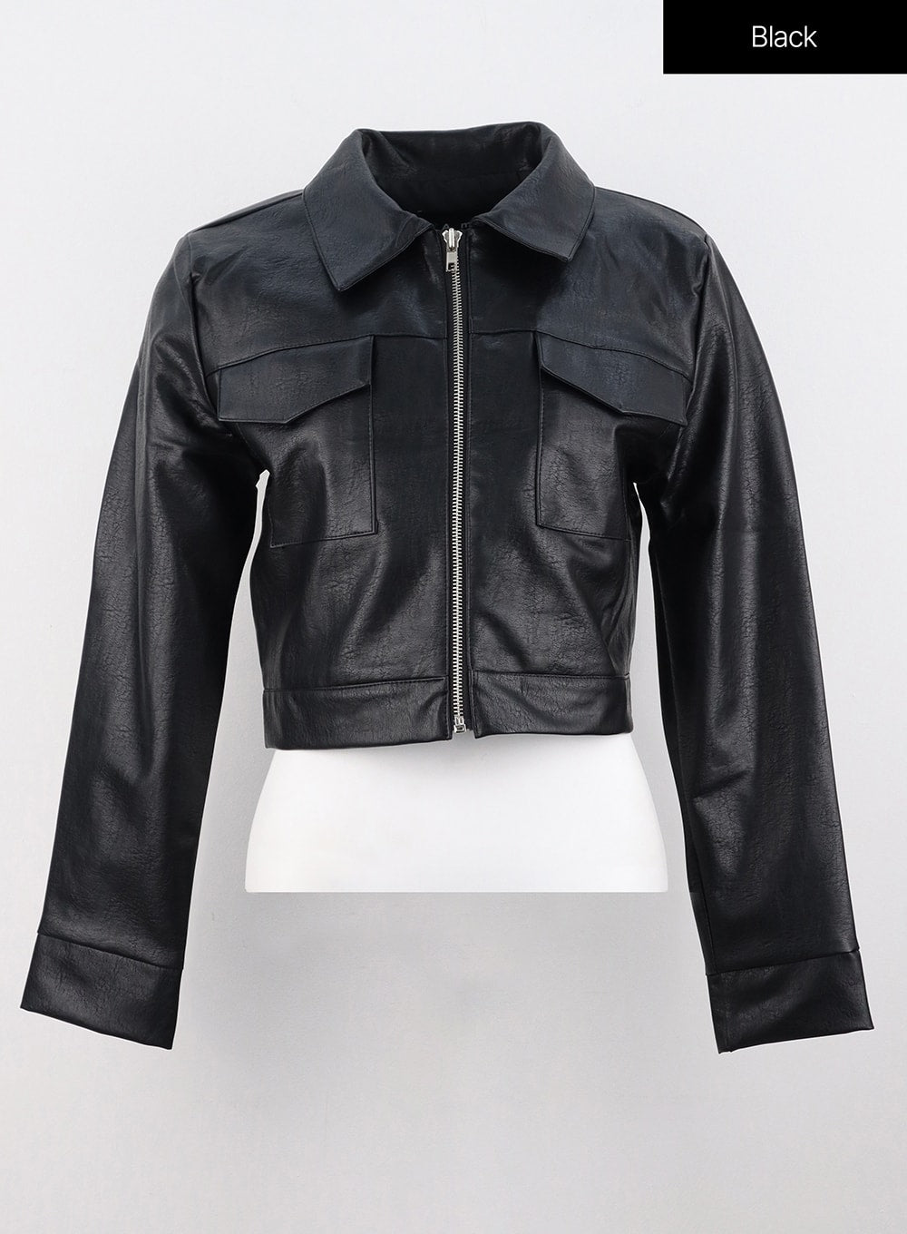 Faux Leather Collar Jacket OS305