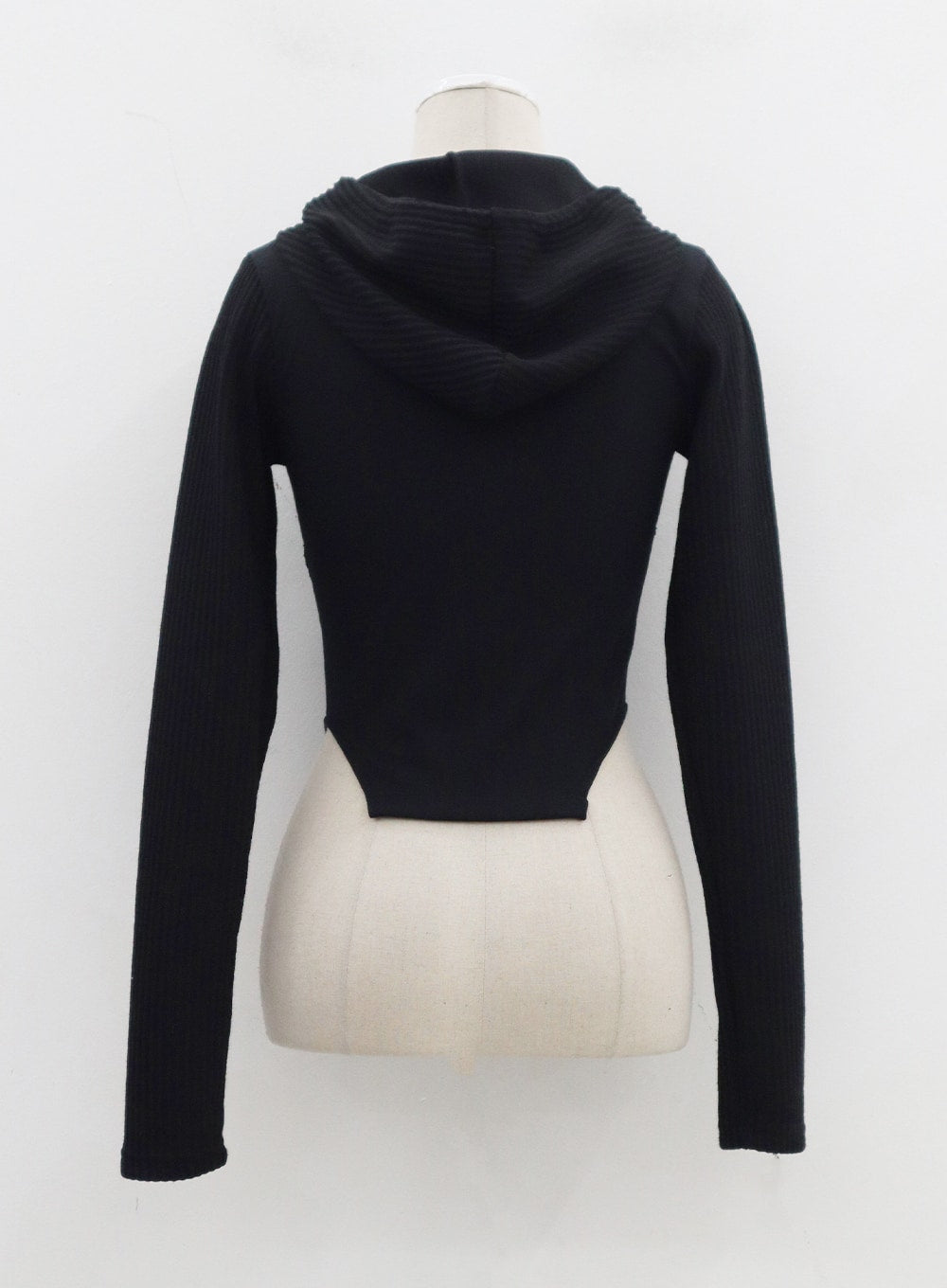 Ribbed Cropped Zip-Up Hoodie CJ330