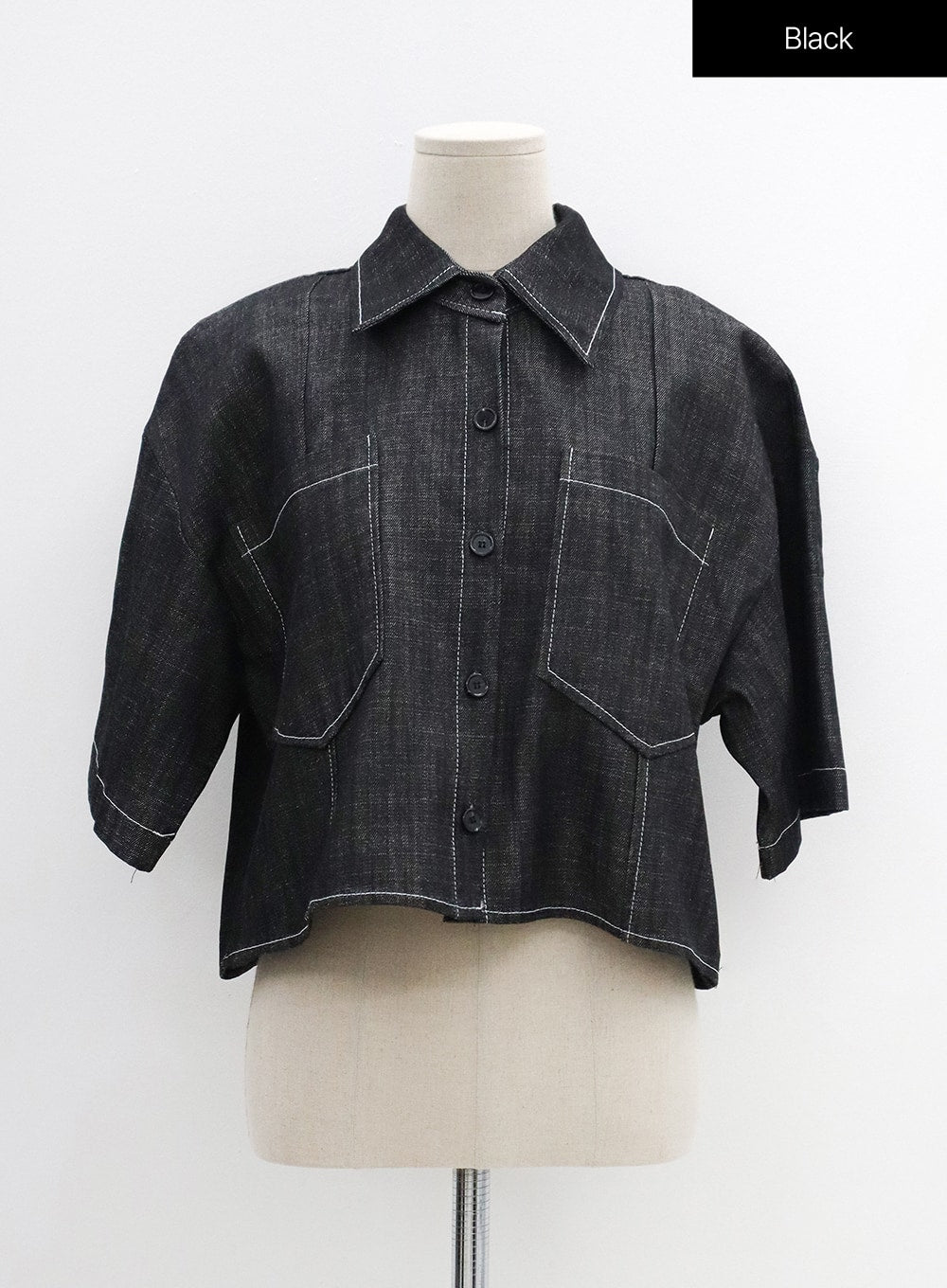 Stitch Denim Set-Up Blouse with Pocket OG23