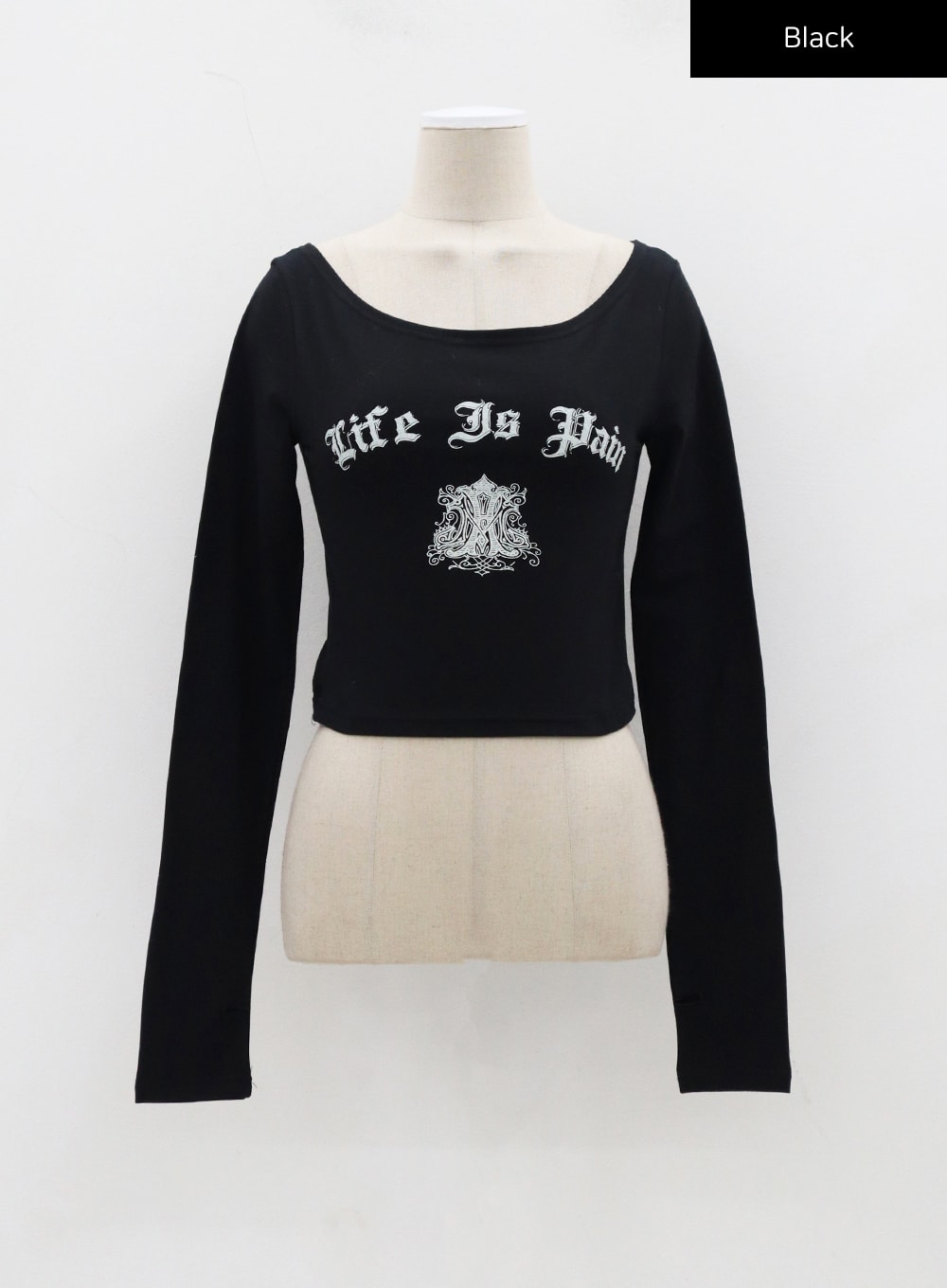 Graphic Off-Shoulder Warmer Cropped Top CJ310