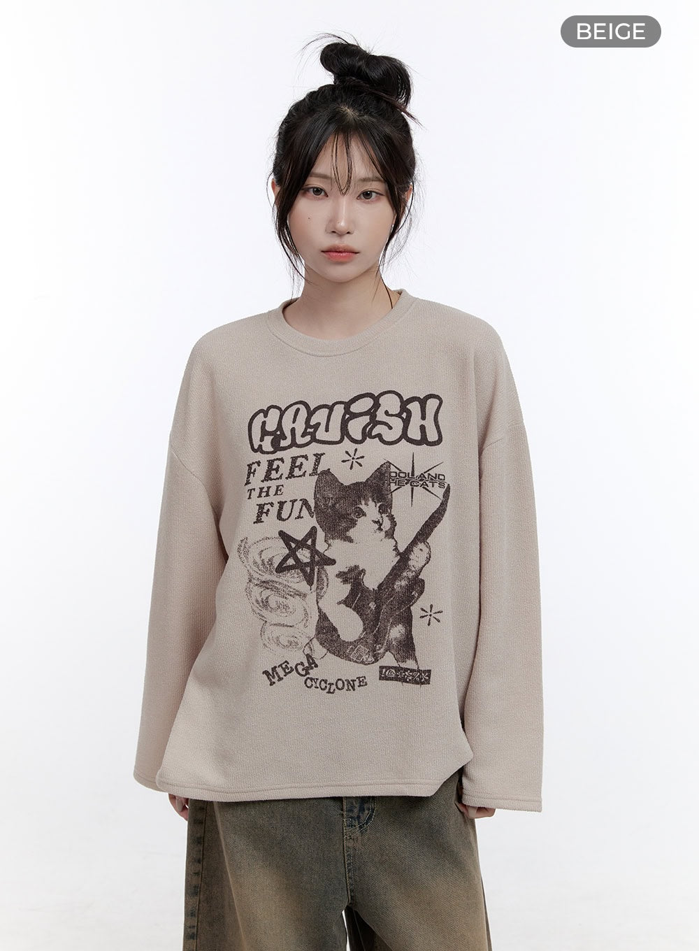 Oversized Graphic Long Sleeve T-Shirt CO418