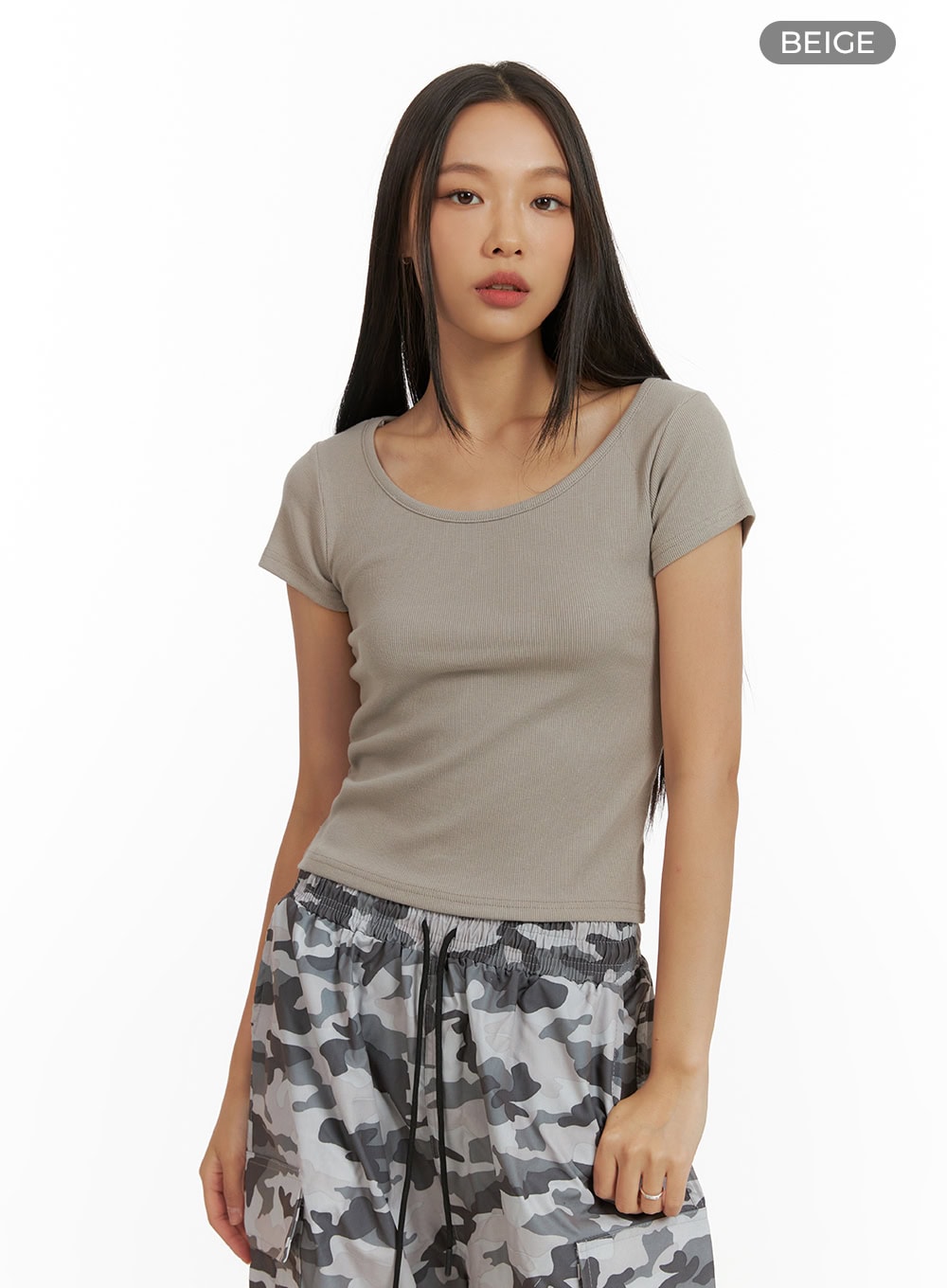 Slim Basic U-Neck Crop Top CU414