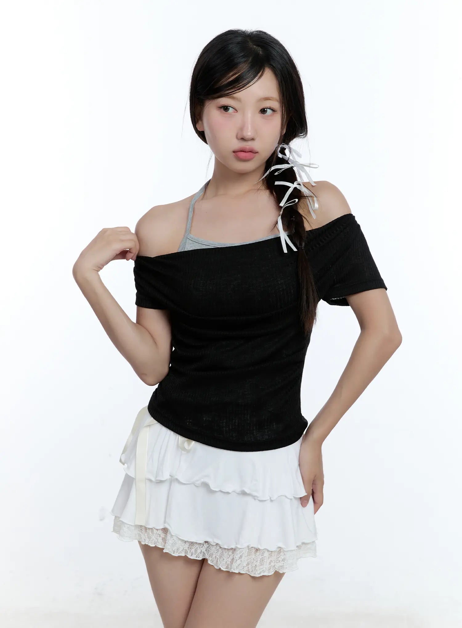 Layered Halter Neck Crop Top CU527