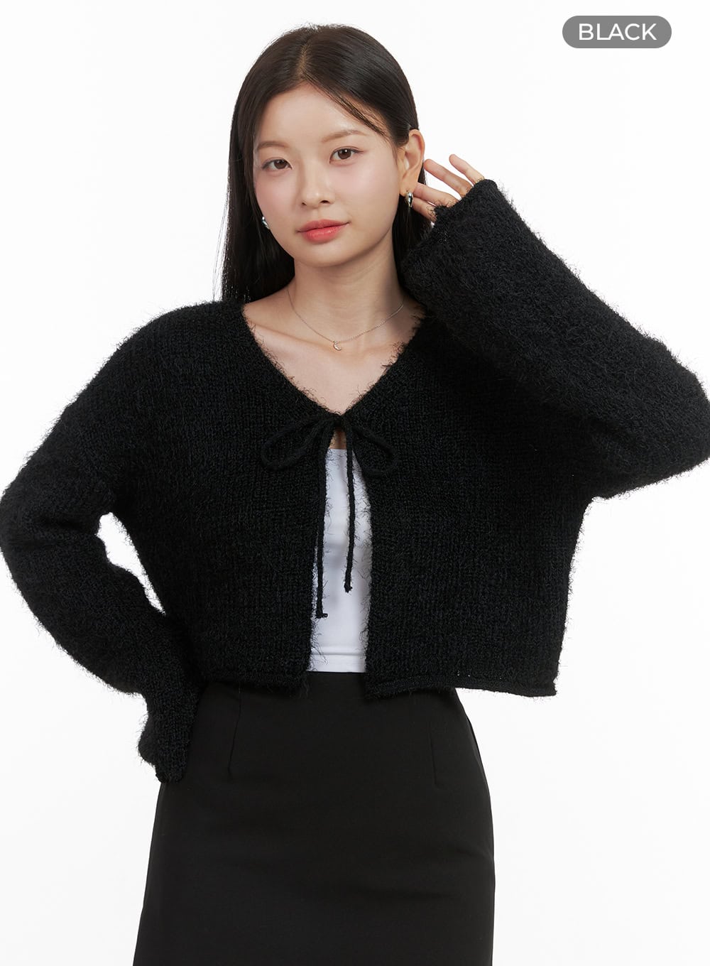 Ribbon-Trimmed Bolero Cardigan OS411