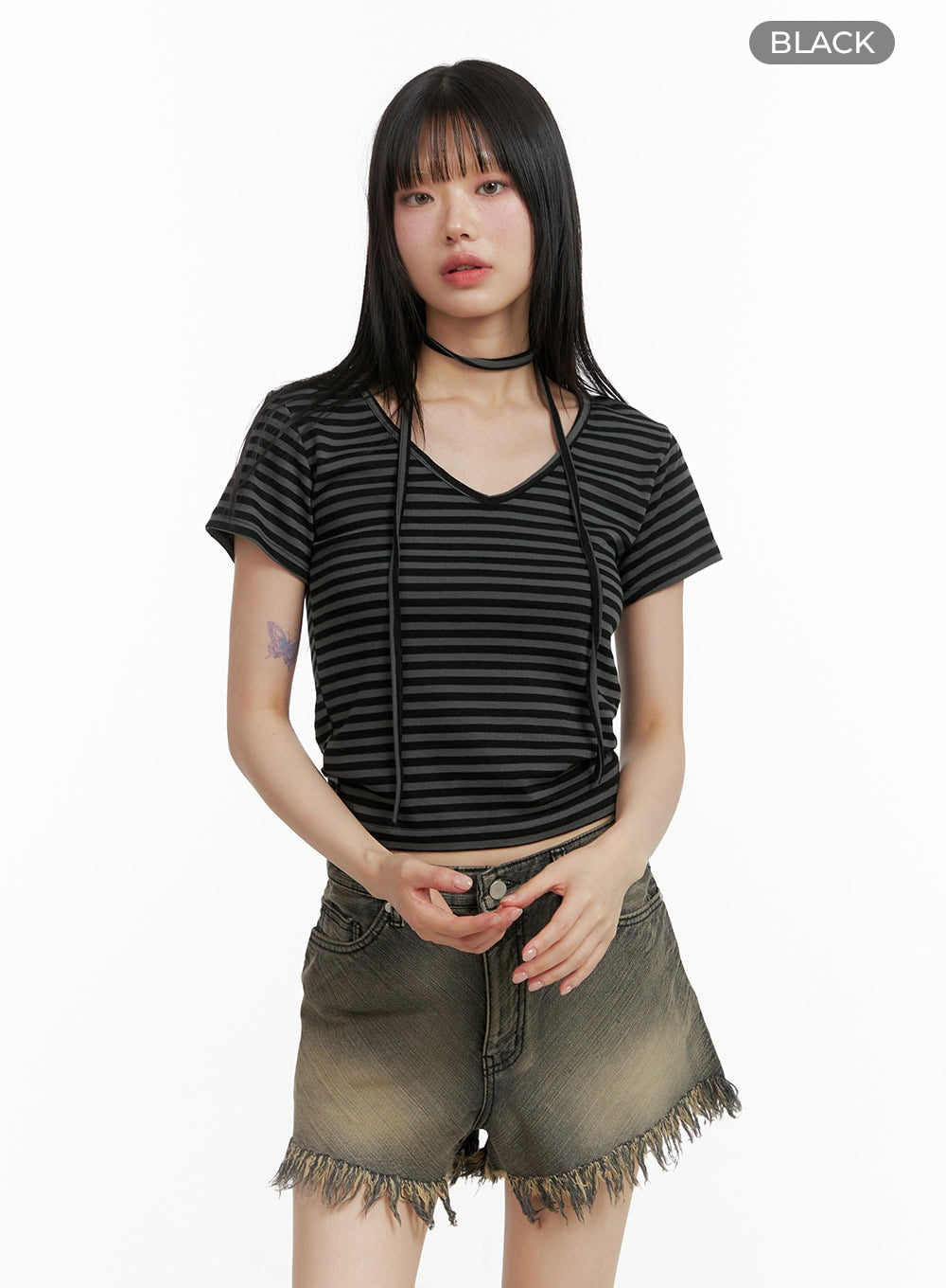 Stripe V-Neck T-Shirt CL401