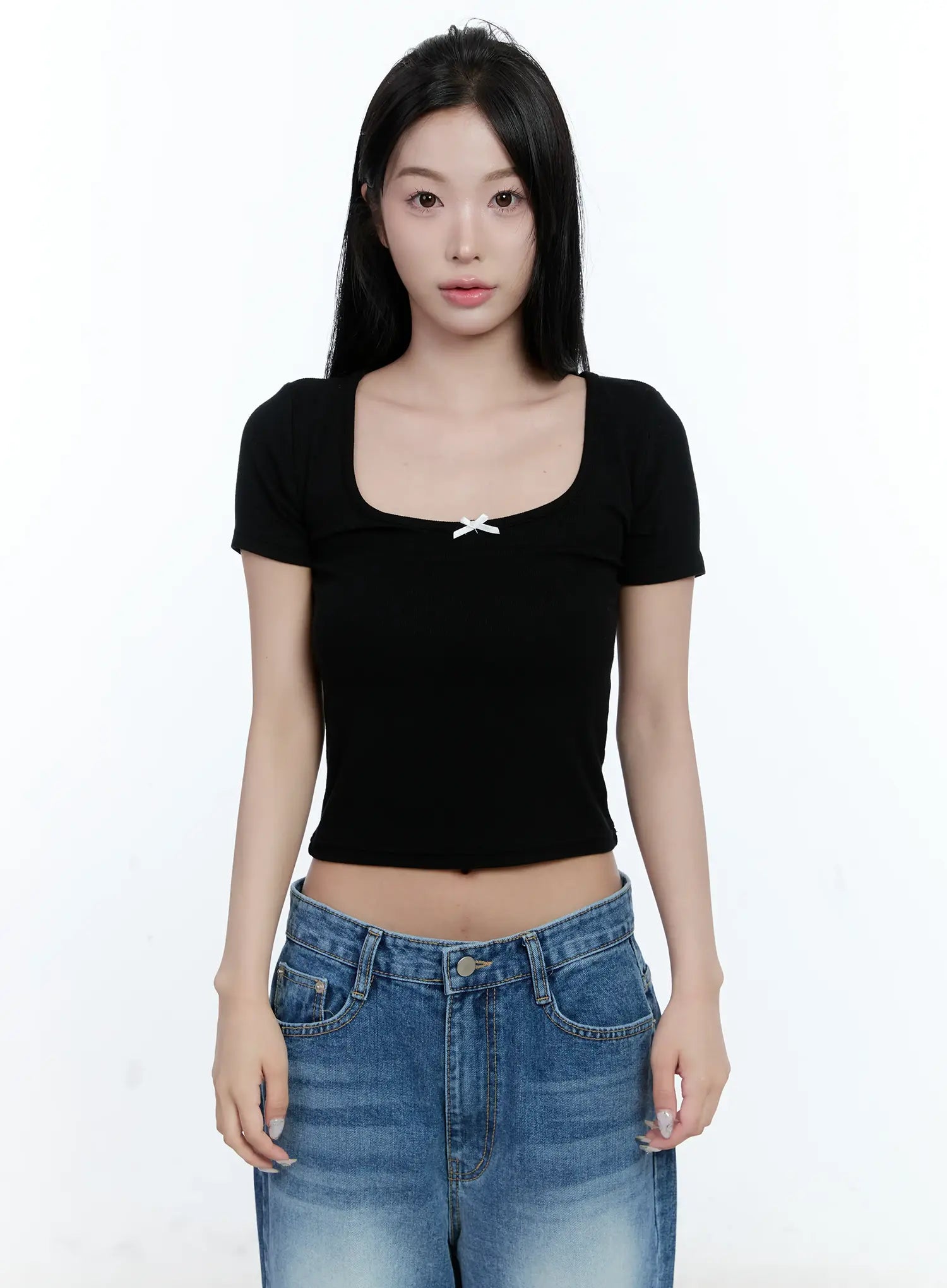 Ribbed U-Neck Crop Tee CL530