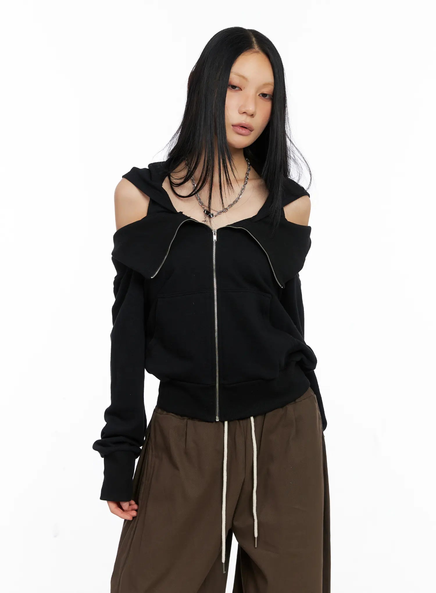 Off-Shoulder Hoodie Jacket CS509