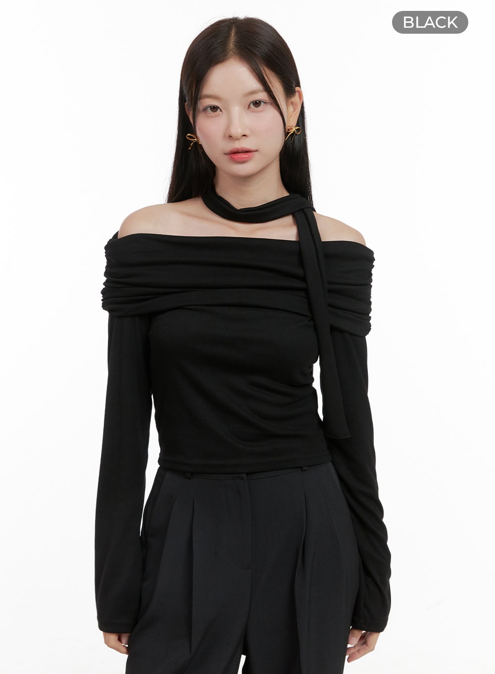 Off-Shoulder Crop Top with Scarf OG416