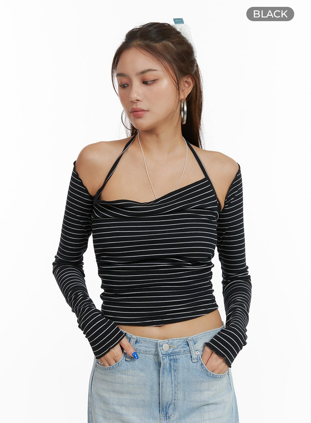 Striped Halter Top Bolero Cardigan Set CY431