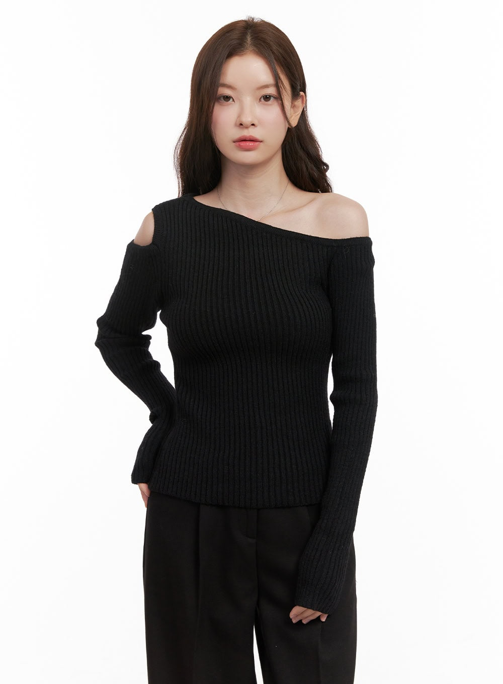 Unbalanced Cut Out One Shoulder Sweater OD403