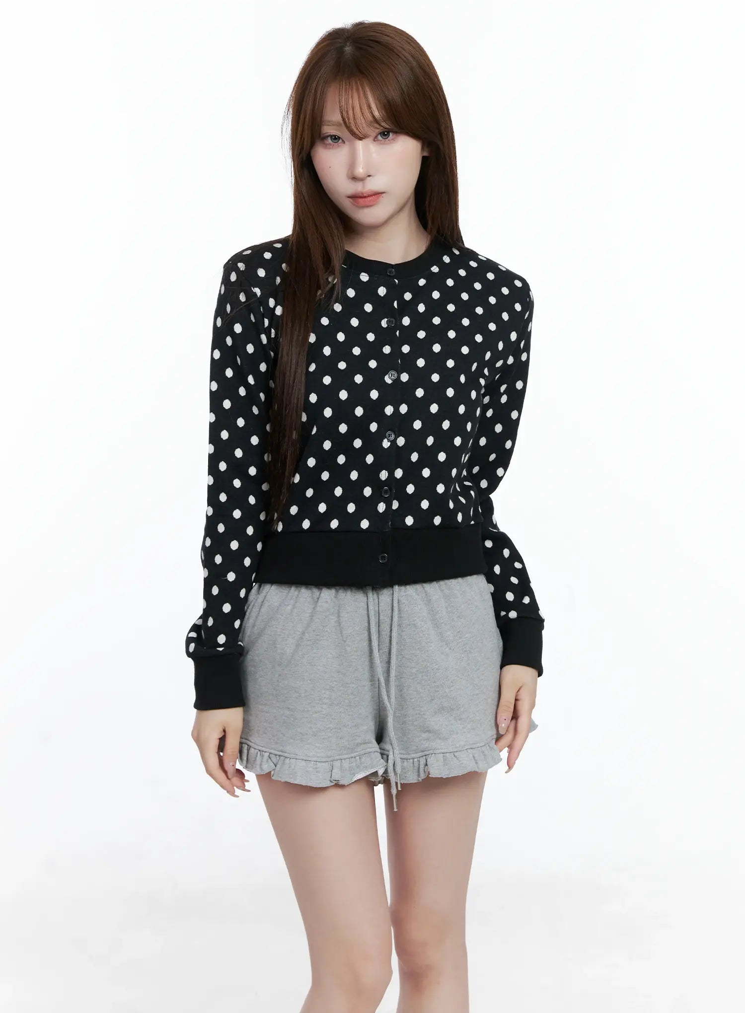 Polka-Dot Button-Up Cardigan CS501