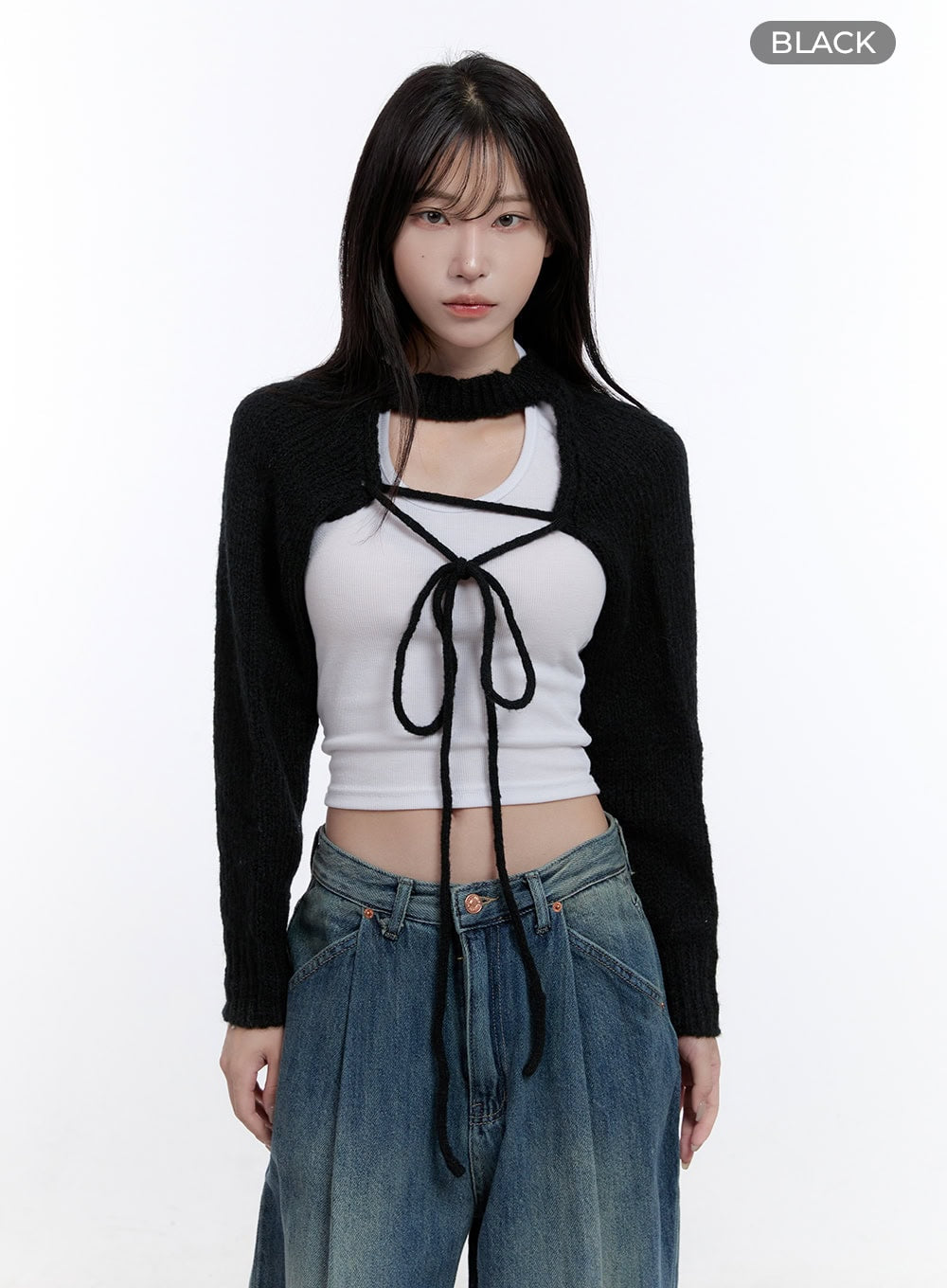 String Cut-Out Wool Bolero CO418