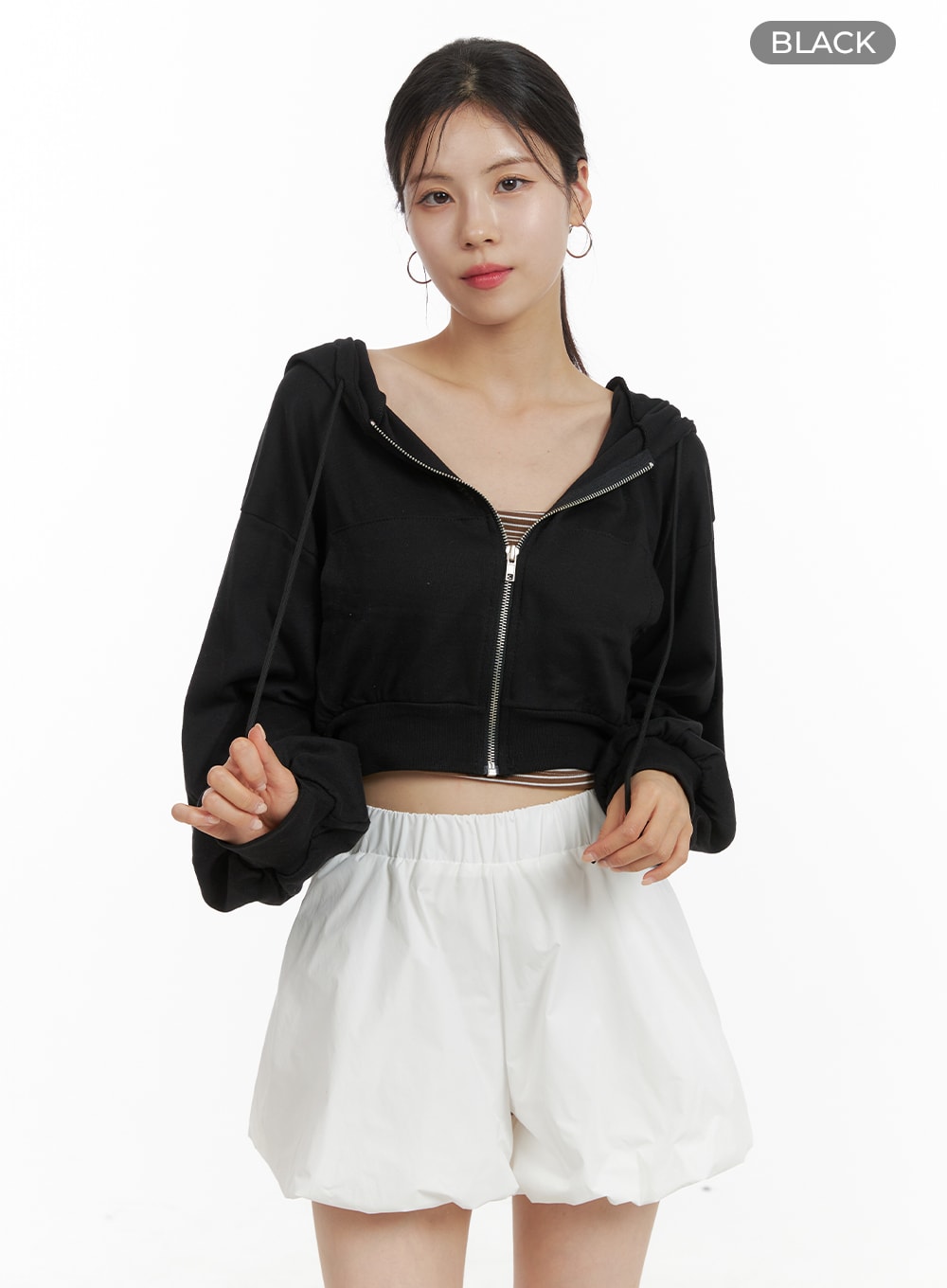 Zip-Up Crop Hoodie Sweatshirt OA419