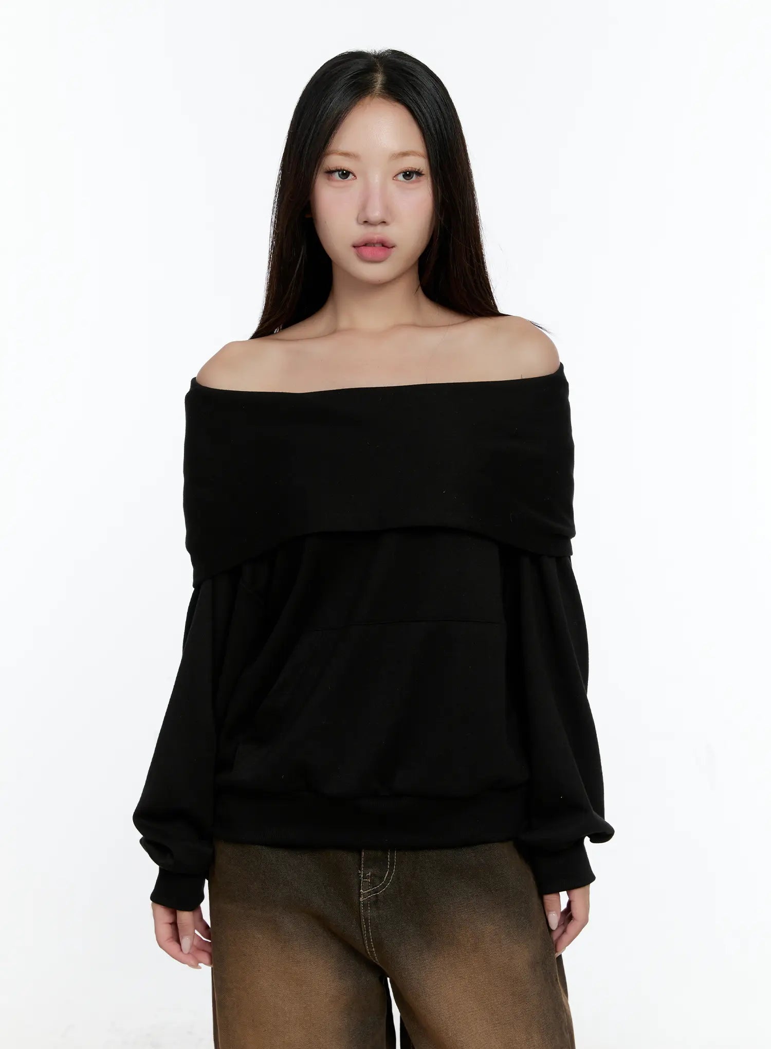 Off-Shoulder Pocket Sweatshirt CS517
