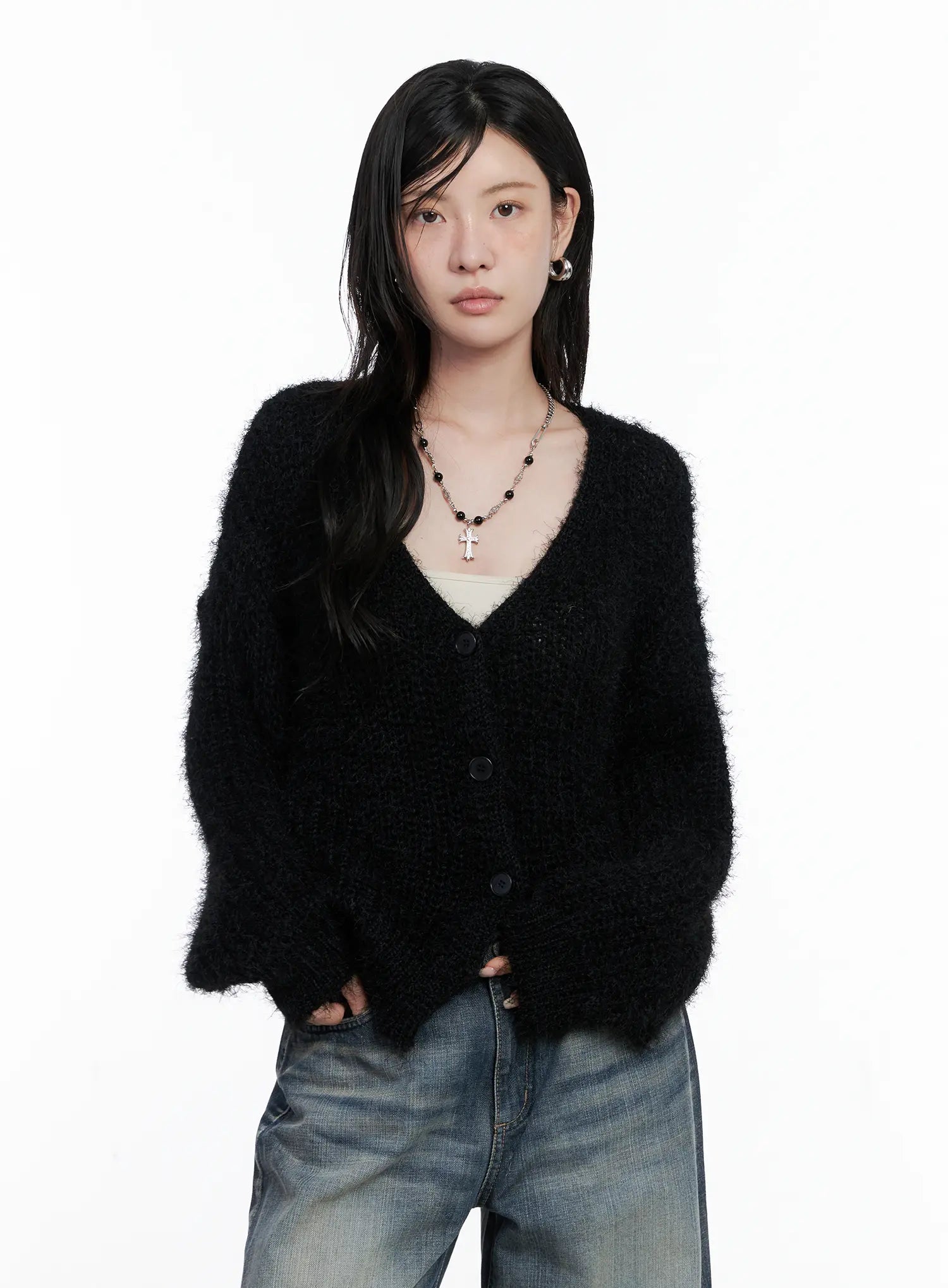 Fuzzy Knit Cardigan CS526