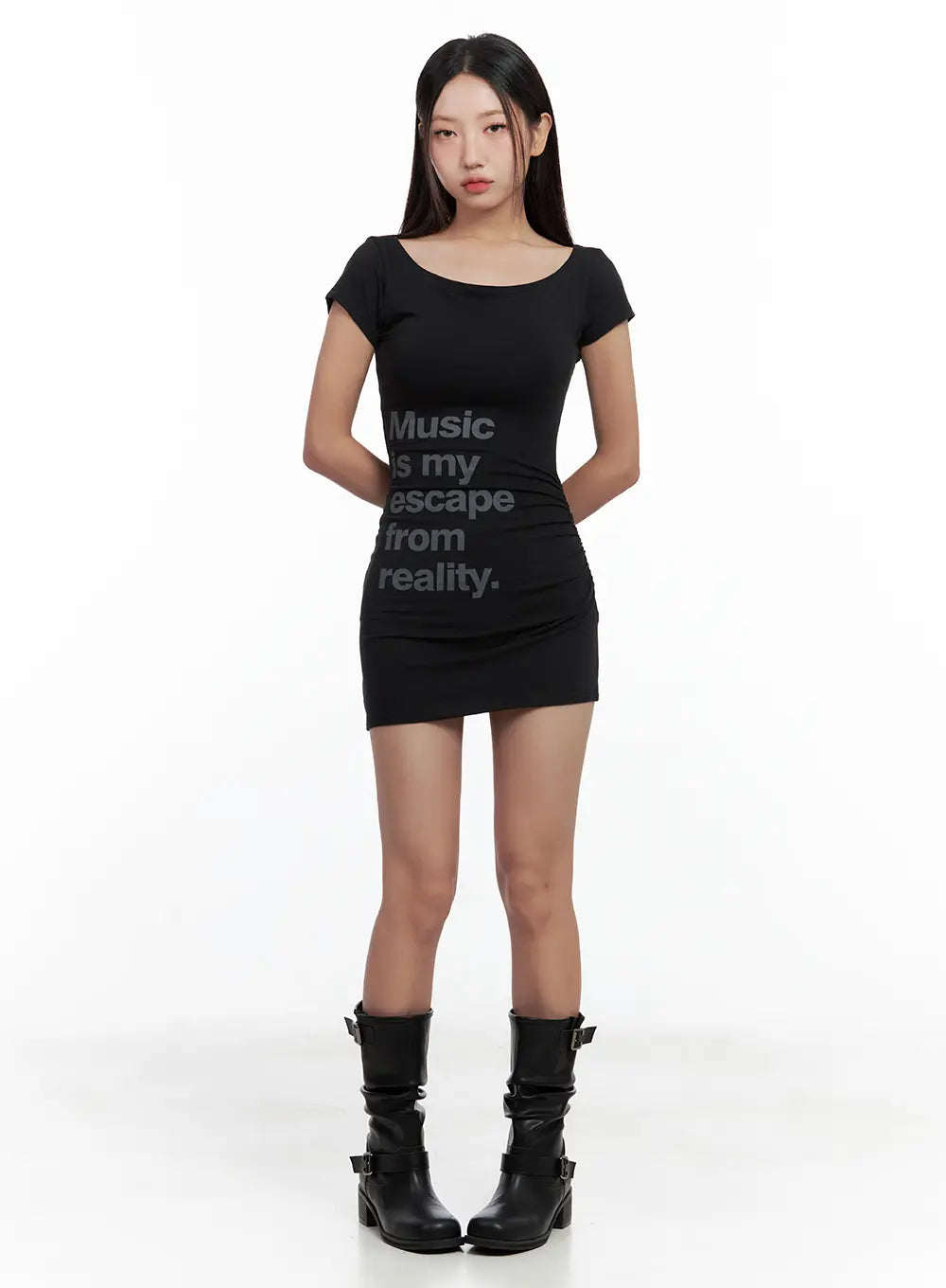 Sleek Ruched Off-Shoulder Mini Dress CL508