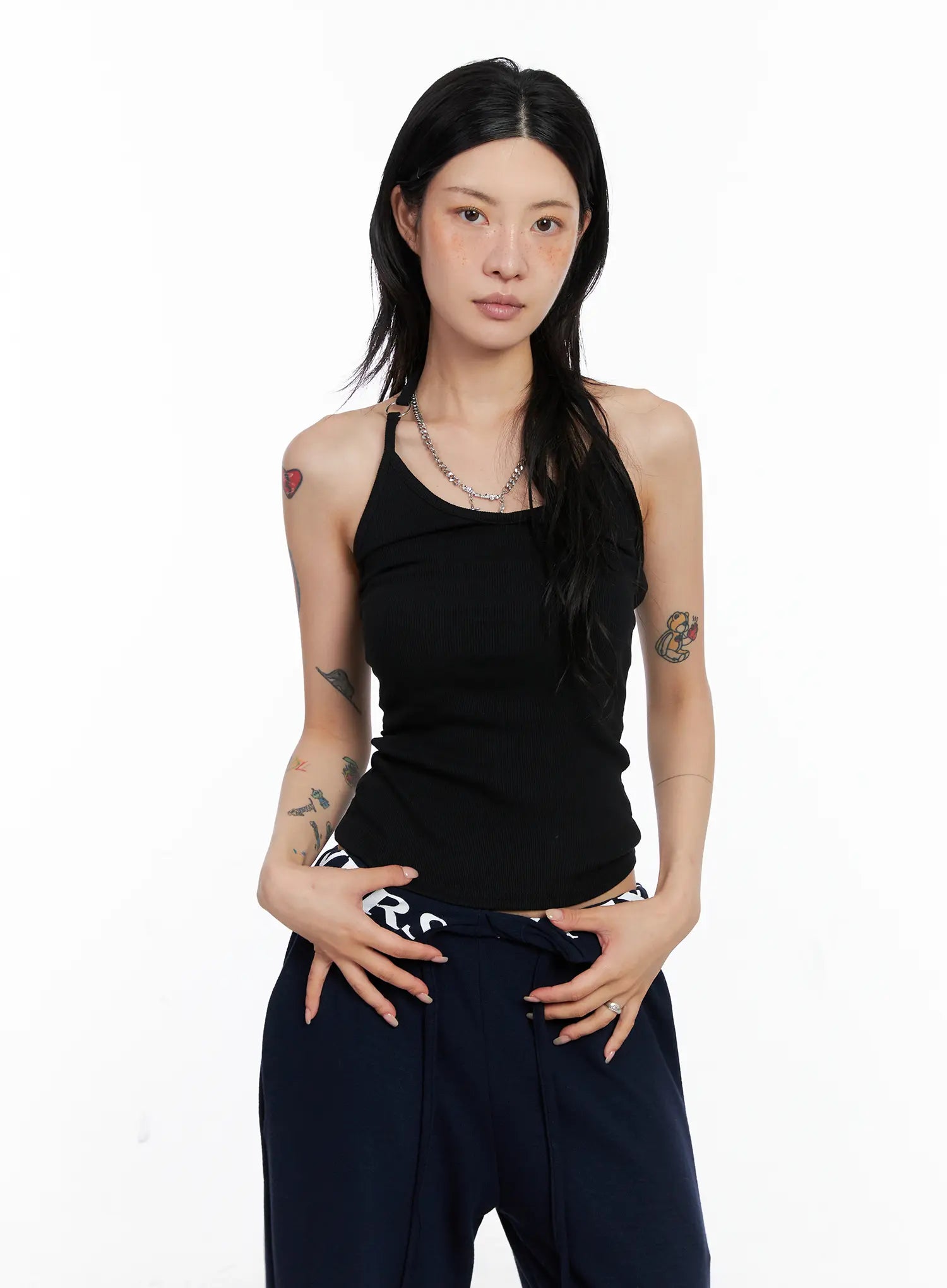 V-Neck Ring Detail Tank Top CS526