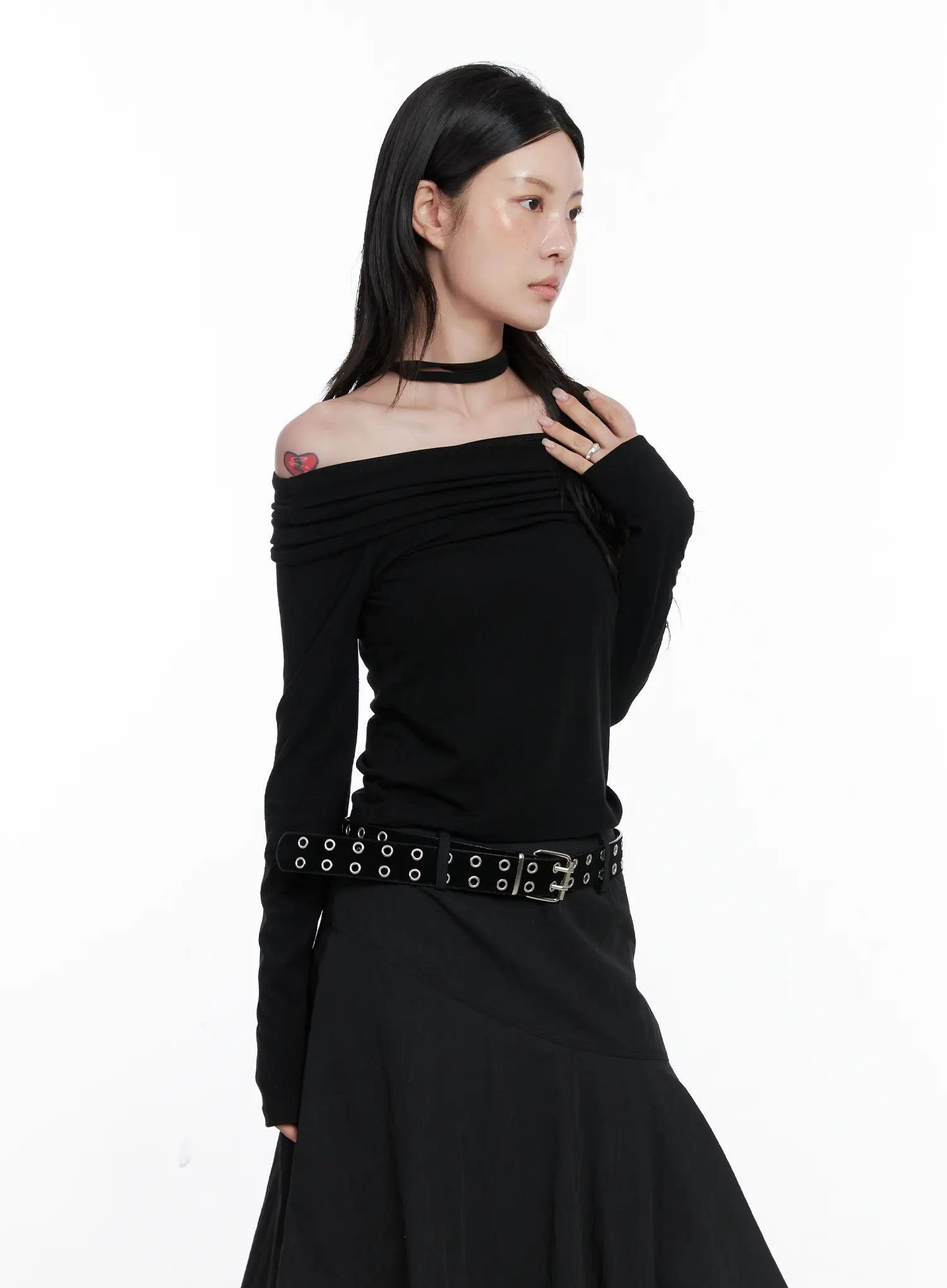 Off-Shoulder Top & Thin Scarf  Set CS526