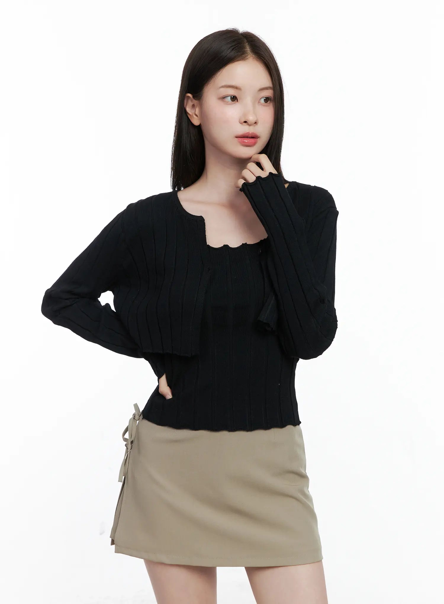 Knit Cardigan Cami Set CO503