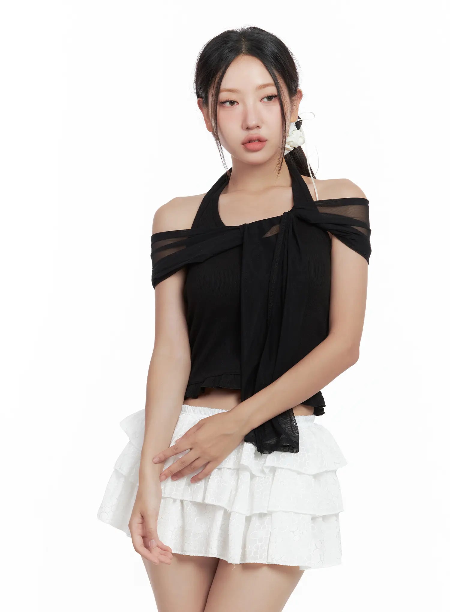 Sheer Layered Halter Tank CL509