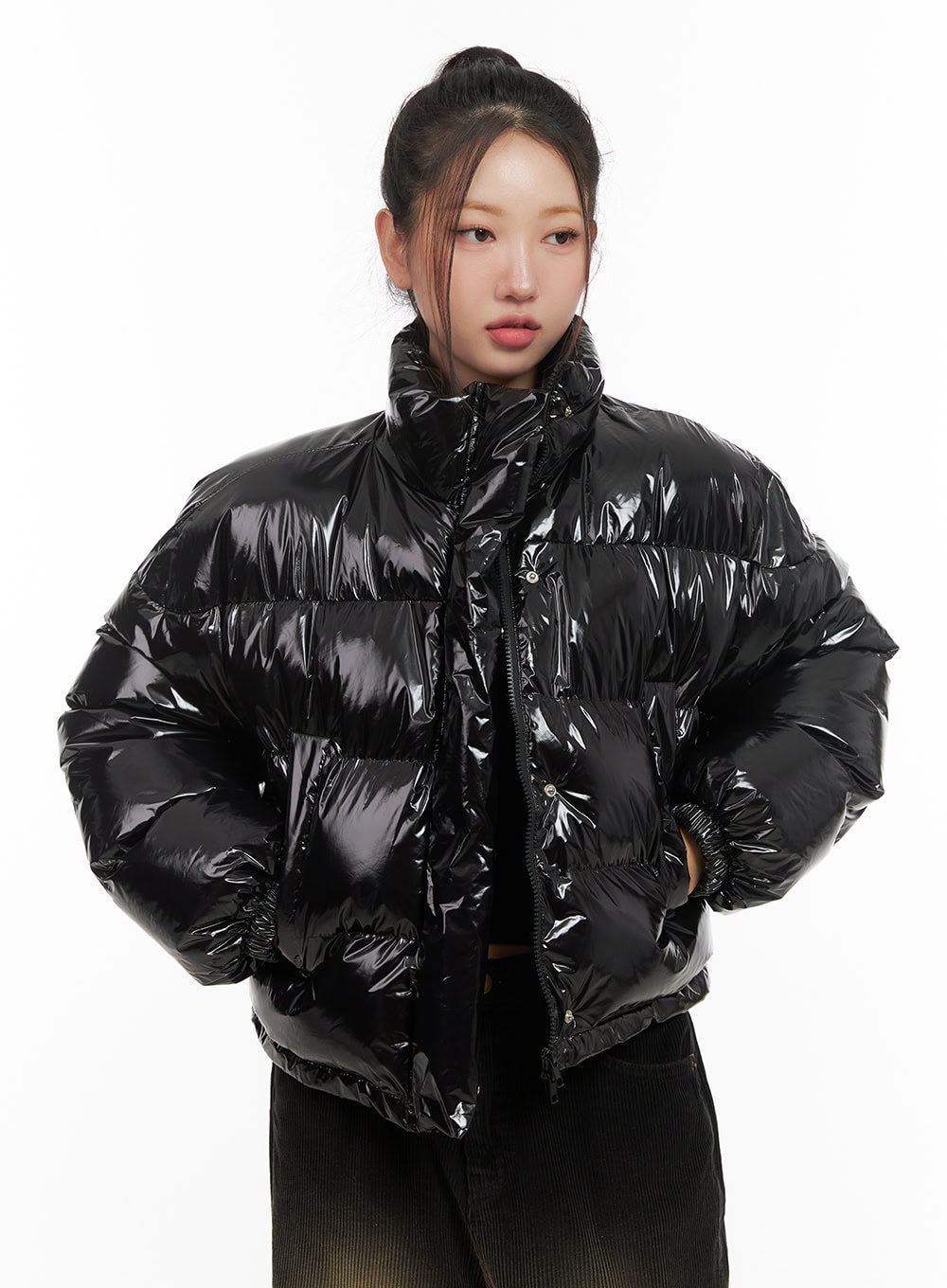 Glossy Cropped Puffer Jacket CD416