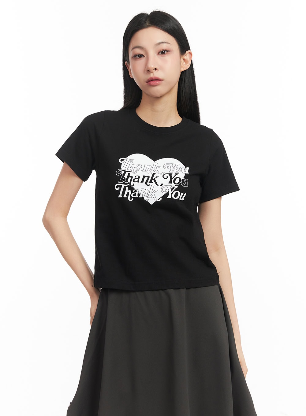 Heart Graphic Cropped T-Shirt CM504